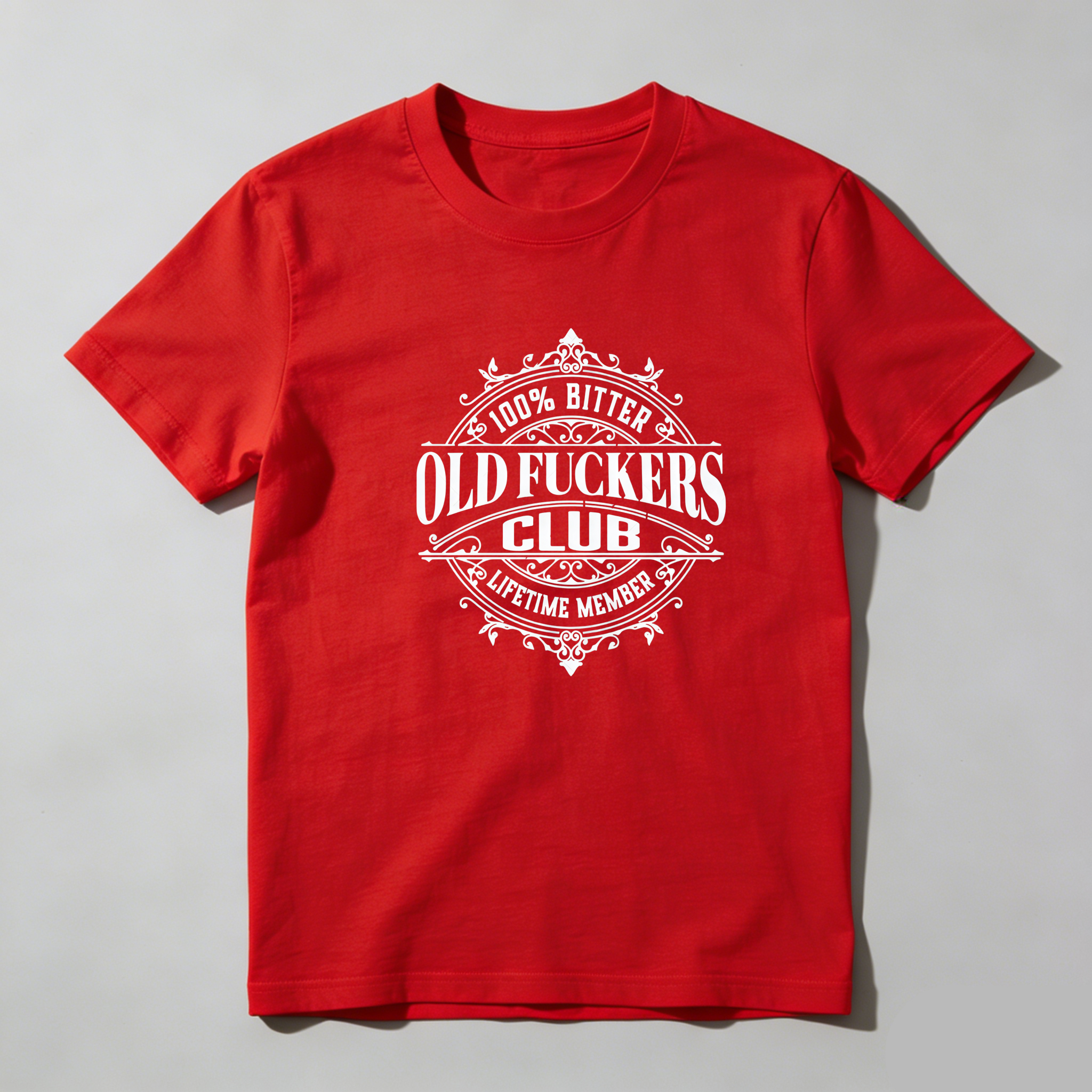 TEECURENT Old Fuckers Club Bitter Lifetime Member Pure Cotton Short Sleeve T Shirt-TeeCurent