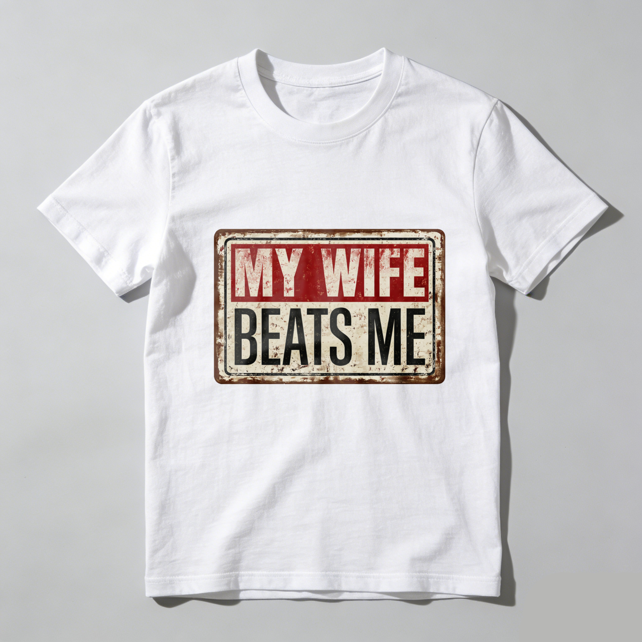 TEECURENT My Wife Beats Me Vintage Style T Shirt For Men Funny Couple Gift Black Cotton Tee-TeeCurent