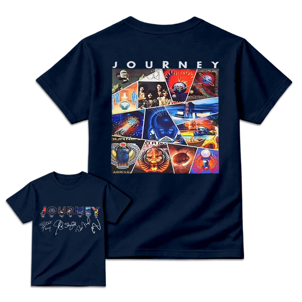 Vintage Journey Rock Band Classic Album Collage Graphic Short Sleeve T-Shirt