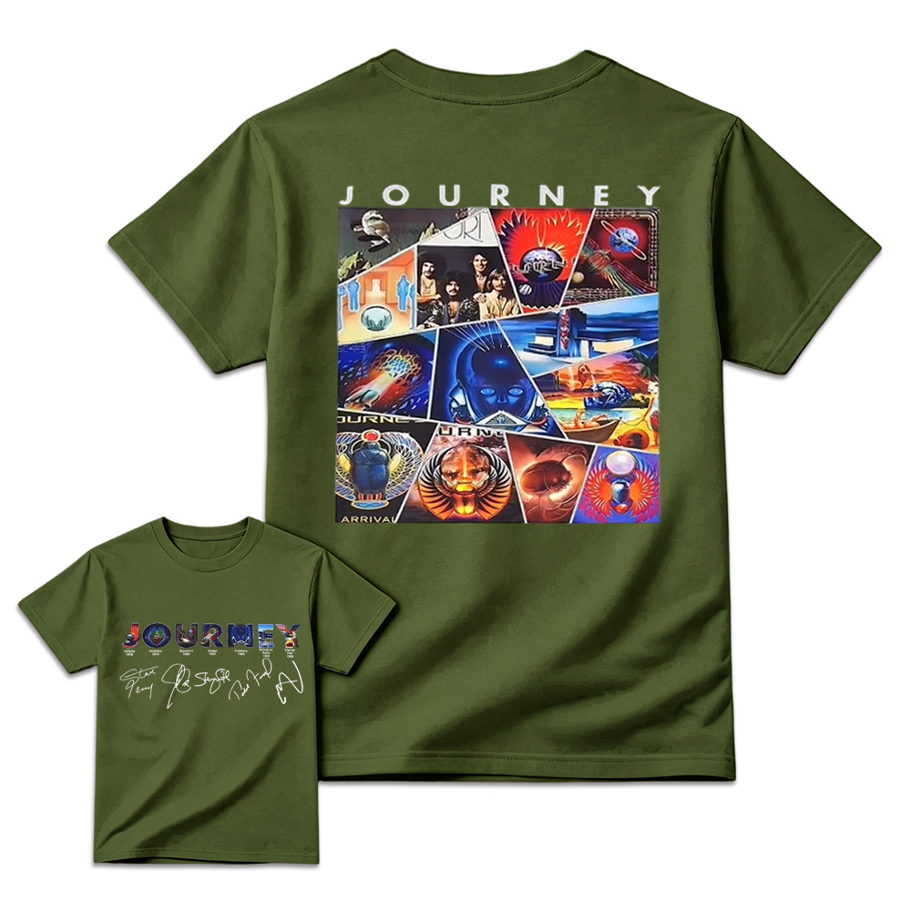 Vintage Journey Rock Band Classic Album Collage Graphic Short Sleeve T-Shirt
