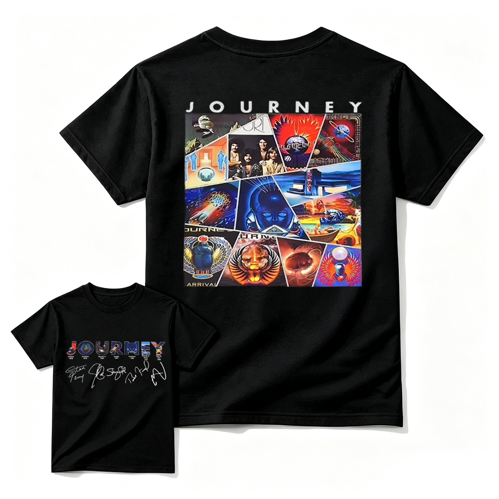 Vintage Journey Rock Band Classic Album Collage Graphic Short Sleeve T-Shirt