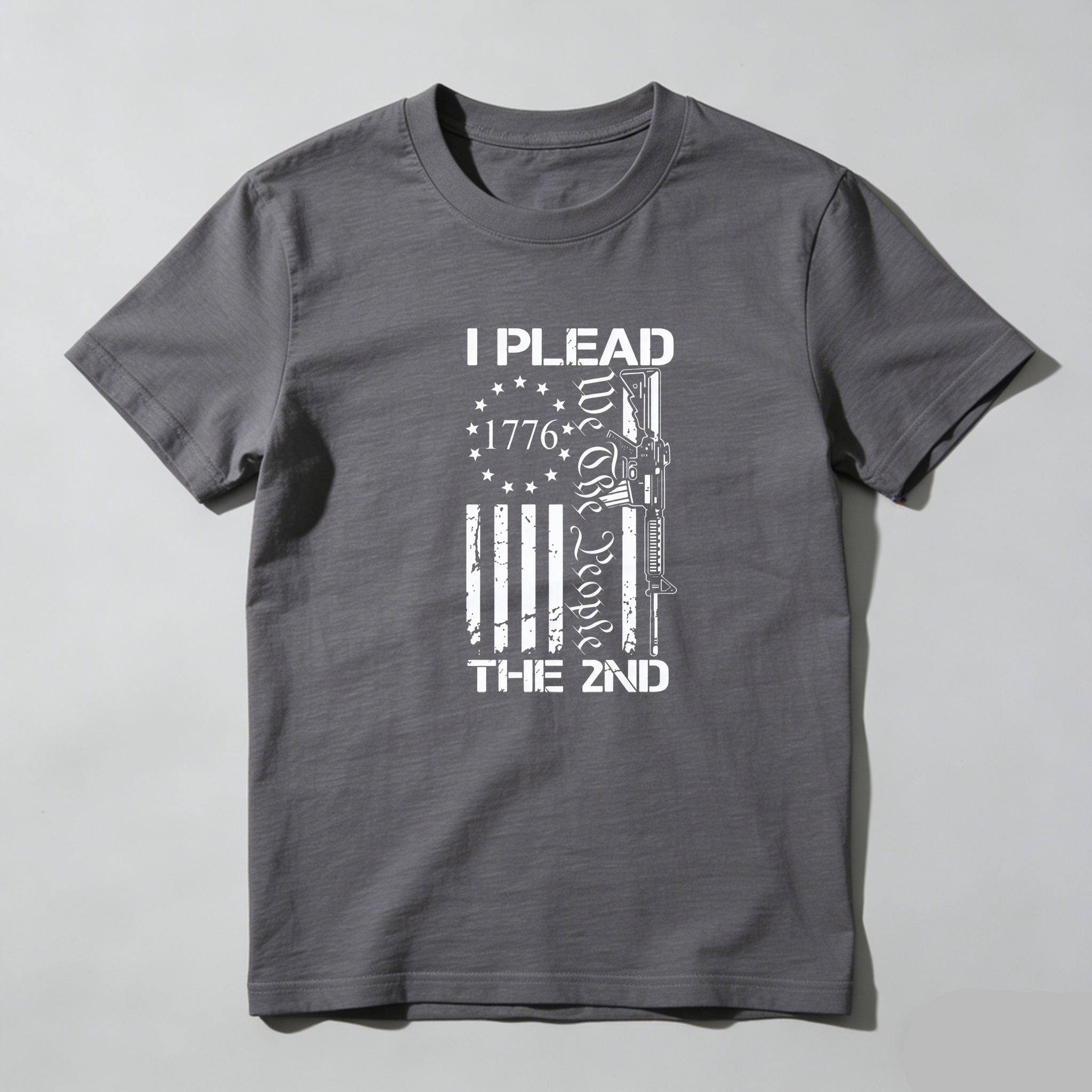 TEECURENT I Plead The 2nd Amendment Flag Gun 1776 Pure Cotton Short Sleeve T Shirt-TeeCurent
