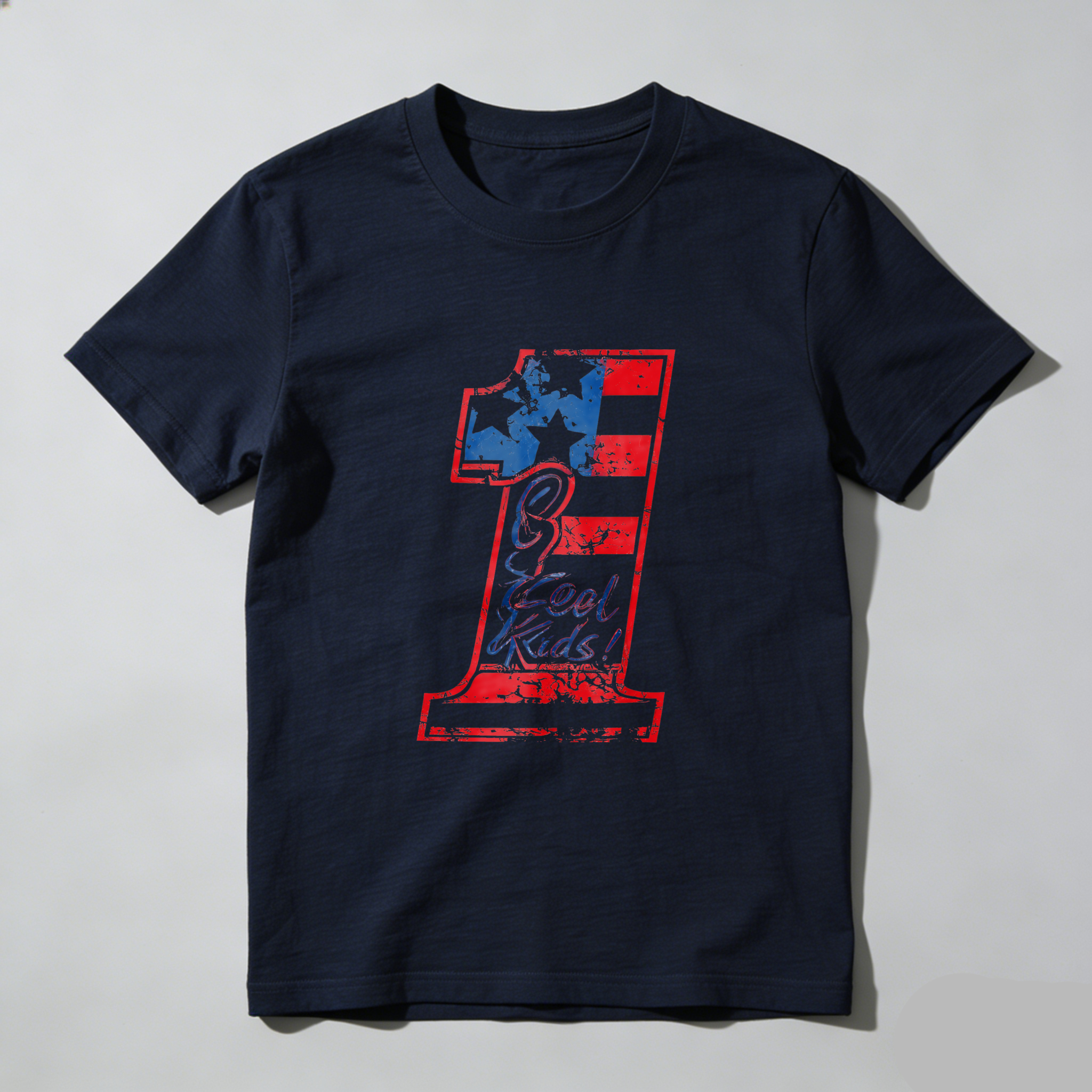 Cool Kids Number One American Flag Design T Shirt Made In Usa