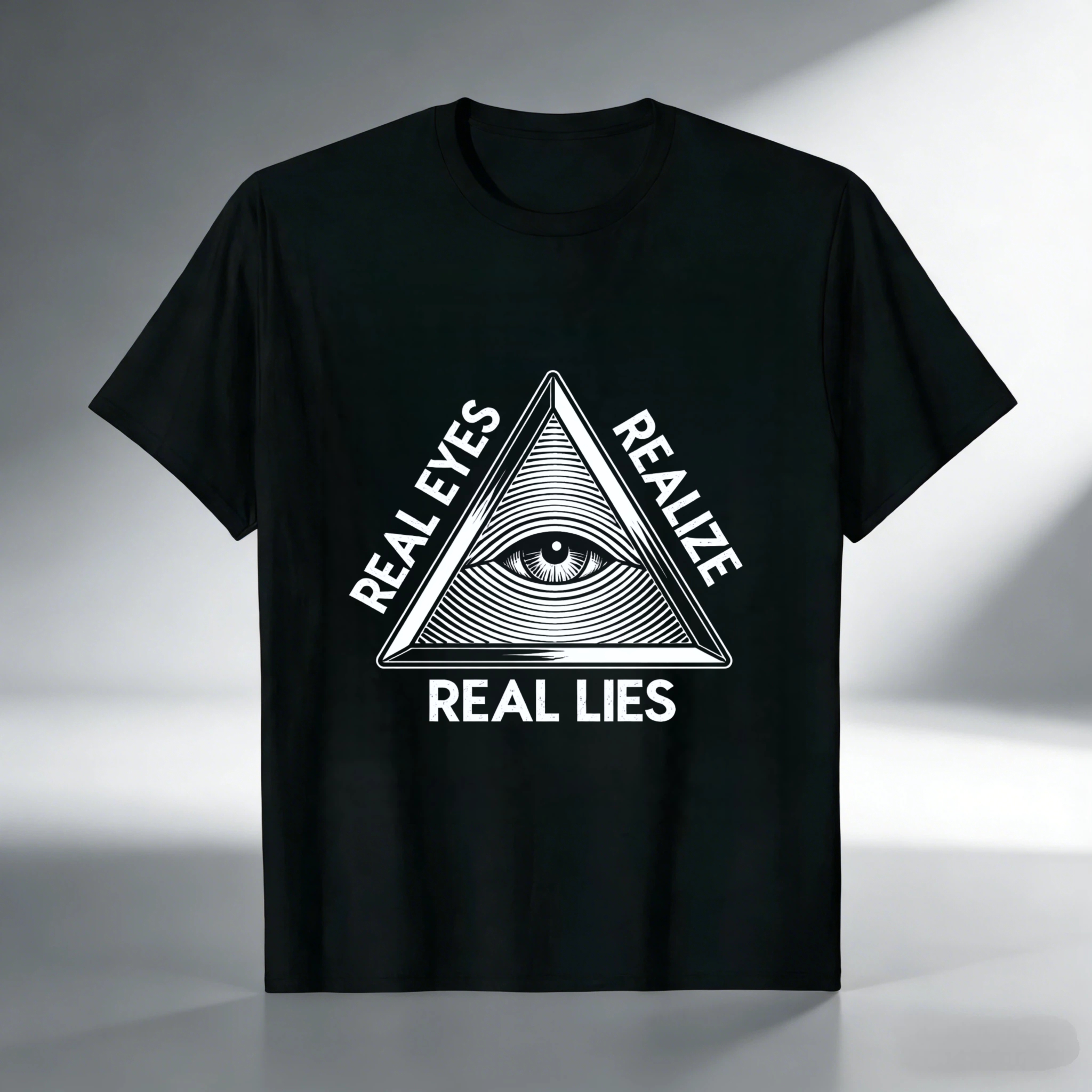 TEECURENT  Real Eyes Realize Real Lies Pyramid Eye Symbol(4) TEECURENT