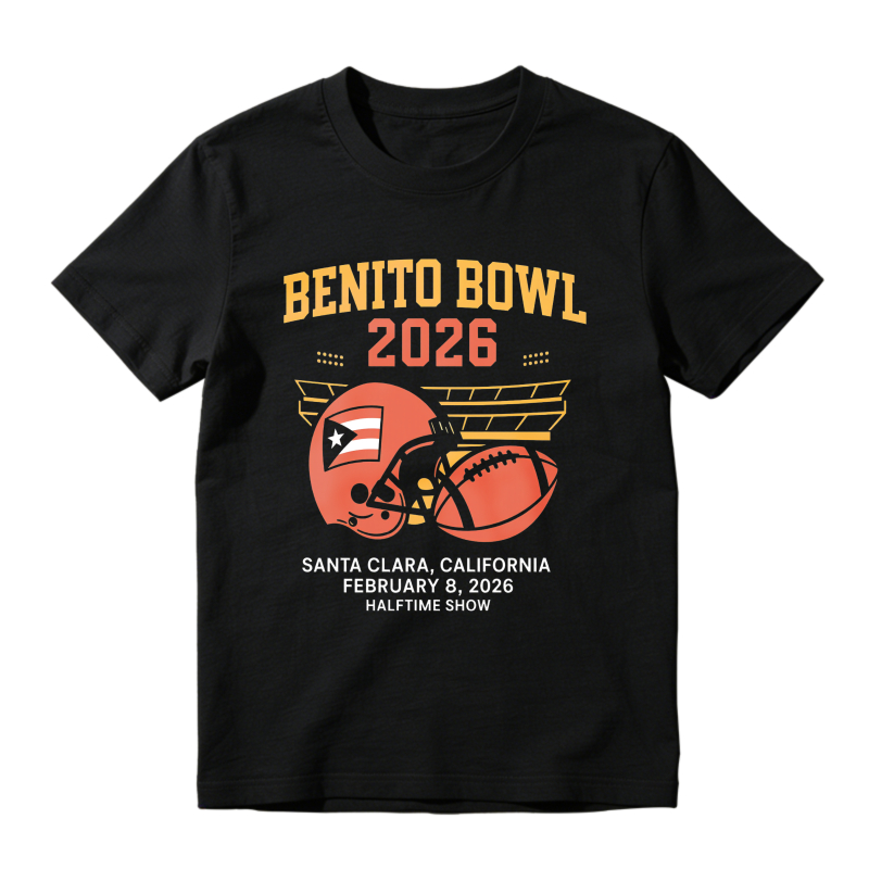 Benito Bowl 2026 Football Helmet And Ball Design Santa Clara California February 8 2026 Halftime Show Unisex Classic T-shirt