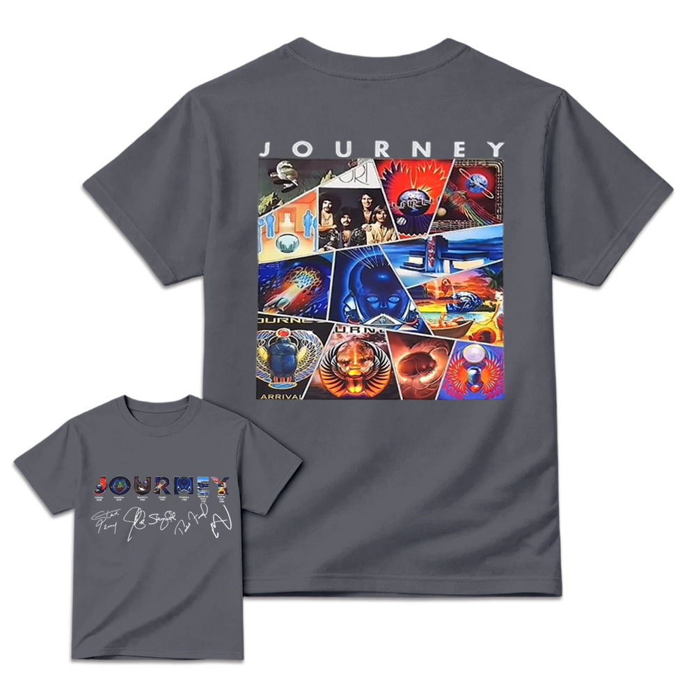 Vintage Journey Rock Band Classic Album Collage Graphic Short Sleeve T-Shirt