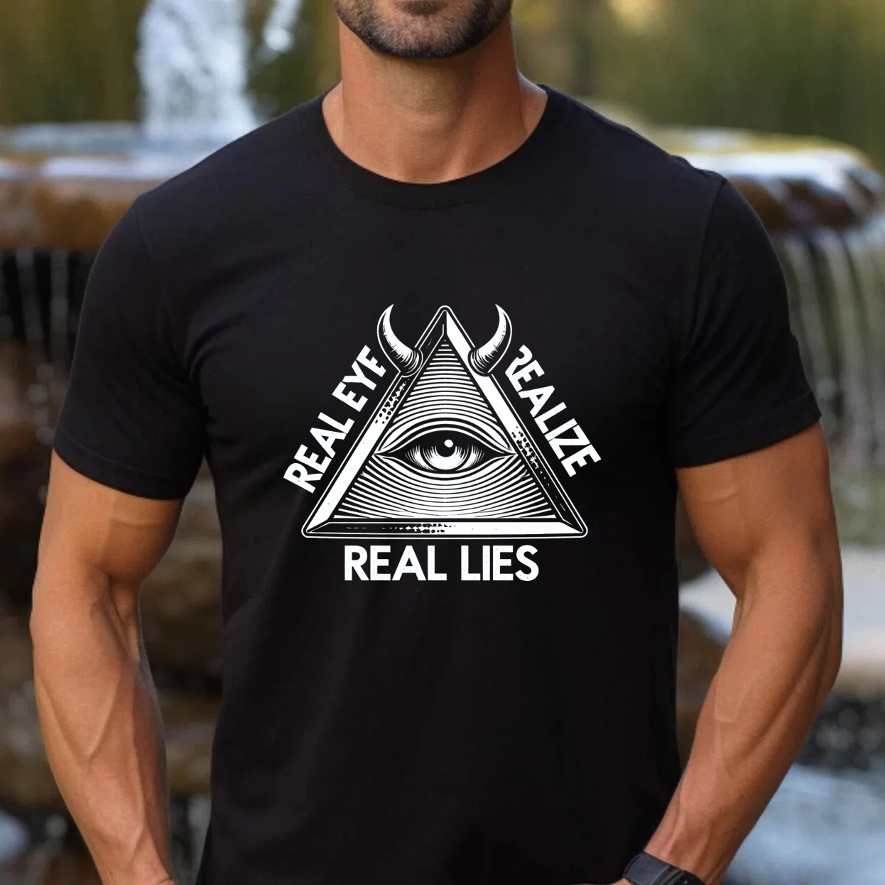 TEECURENT  Real Eye Realize Real Lies Pyramid Eye Symbol TEECURENT