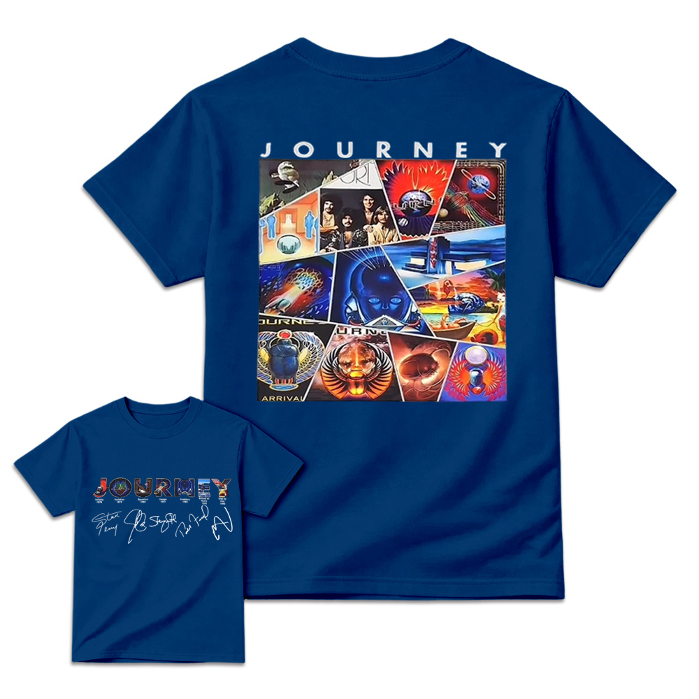 Vintage Journey Rock Band Classic Album Collage Graphic Short Sleeve T-Shirt