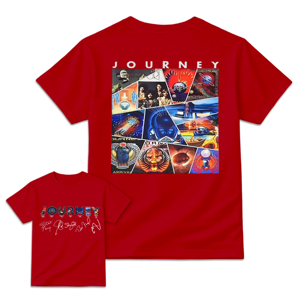 Vintage Journey Rock Band Classic Album Collage Graphic Short Sleeve T-Shirt