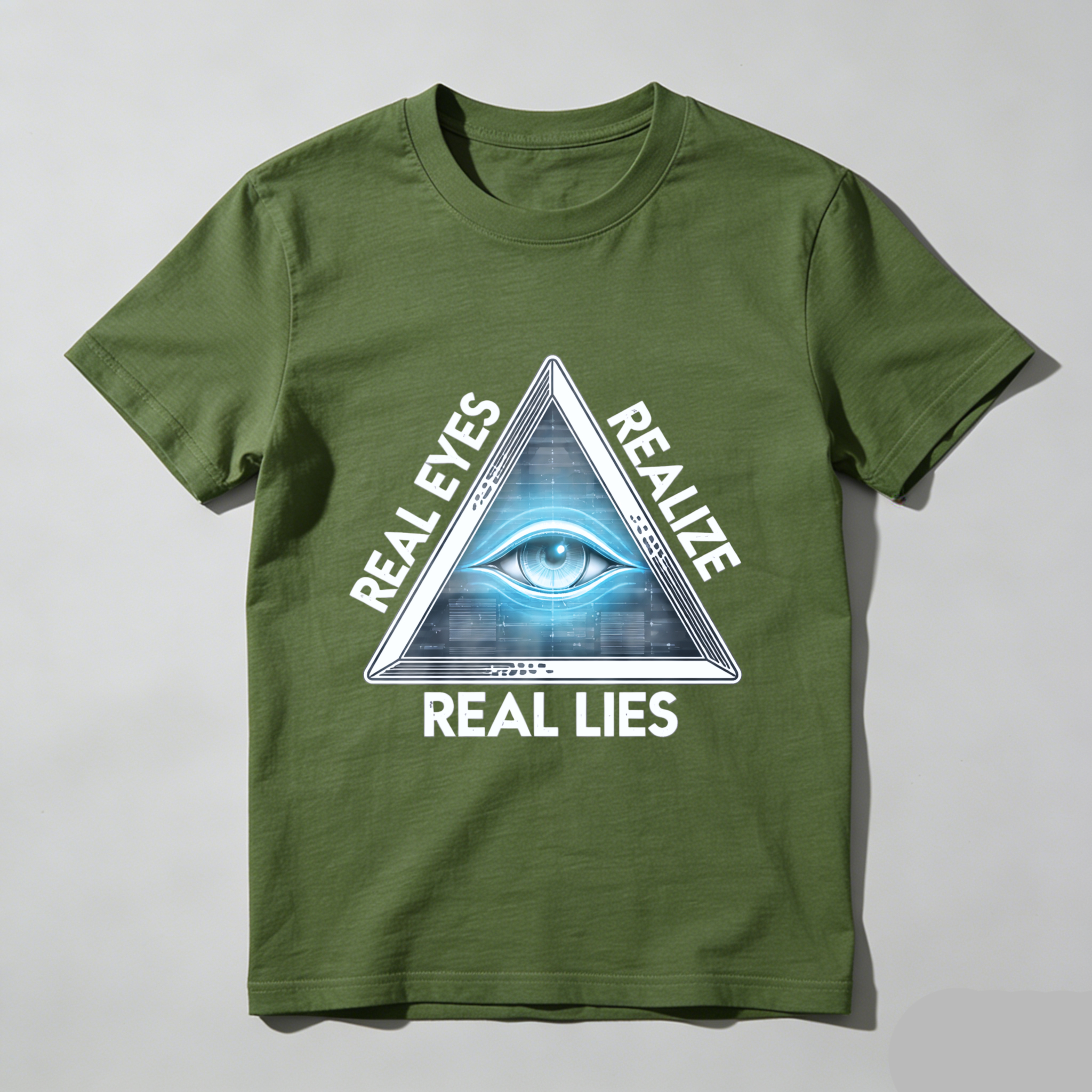 TEECURENT  Real Eyes Realize Real Lies Pyramid Eye Design TEECURENT