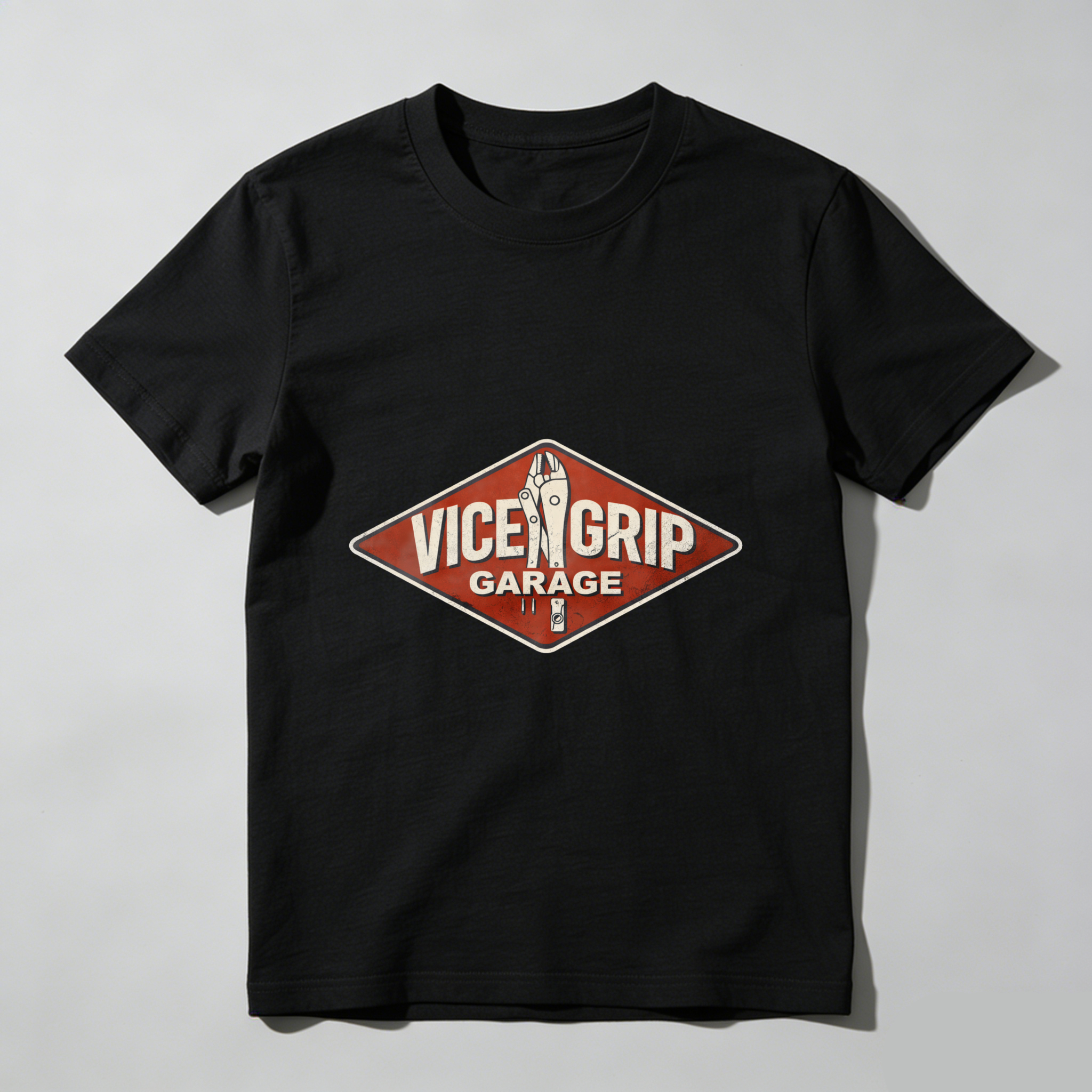 Vice Grip Garage T Shirt Classic Black Men's Crewneck Tee With Diamond Logo Design For Mechanics And Automotive Enthusiasts