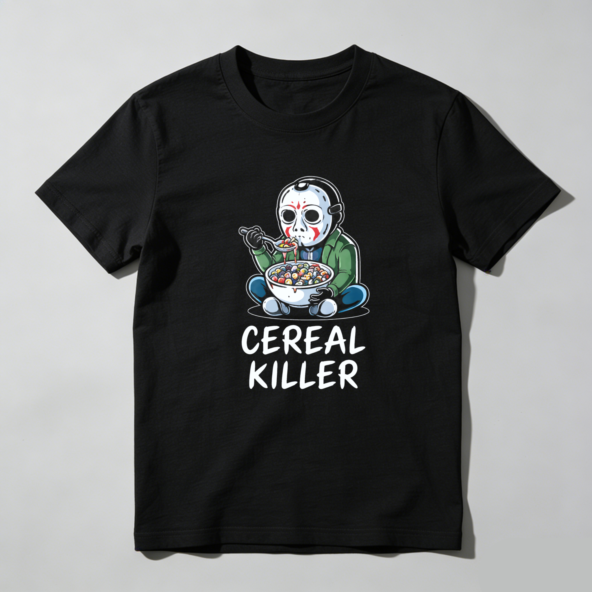 TEECURENT Cereal Killer Halloween Horror Movie Character T-Shirt With Funny Pop Culture Design For Men And Women-TeeCurent
