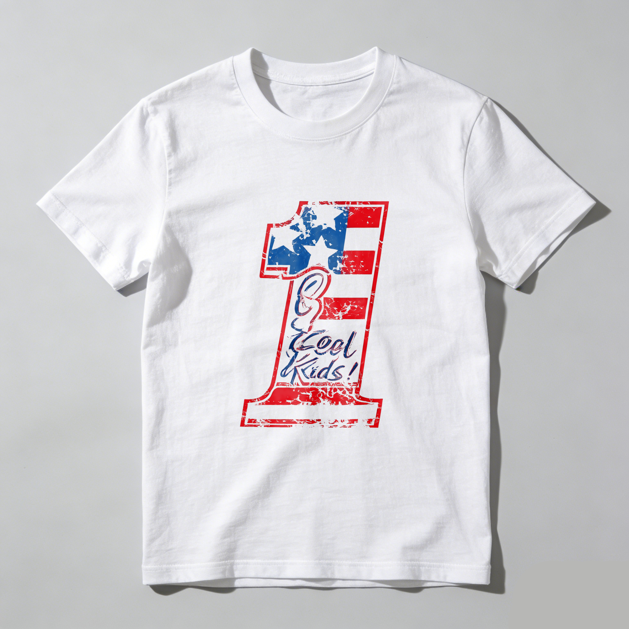 Cool Kids Number One American Flag Design T Shirt Made In Usa