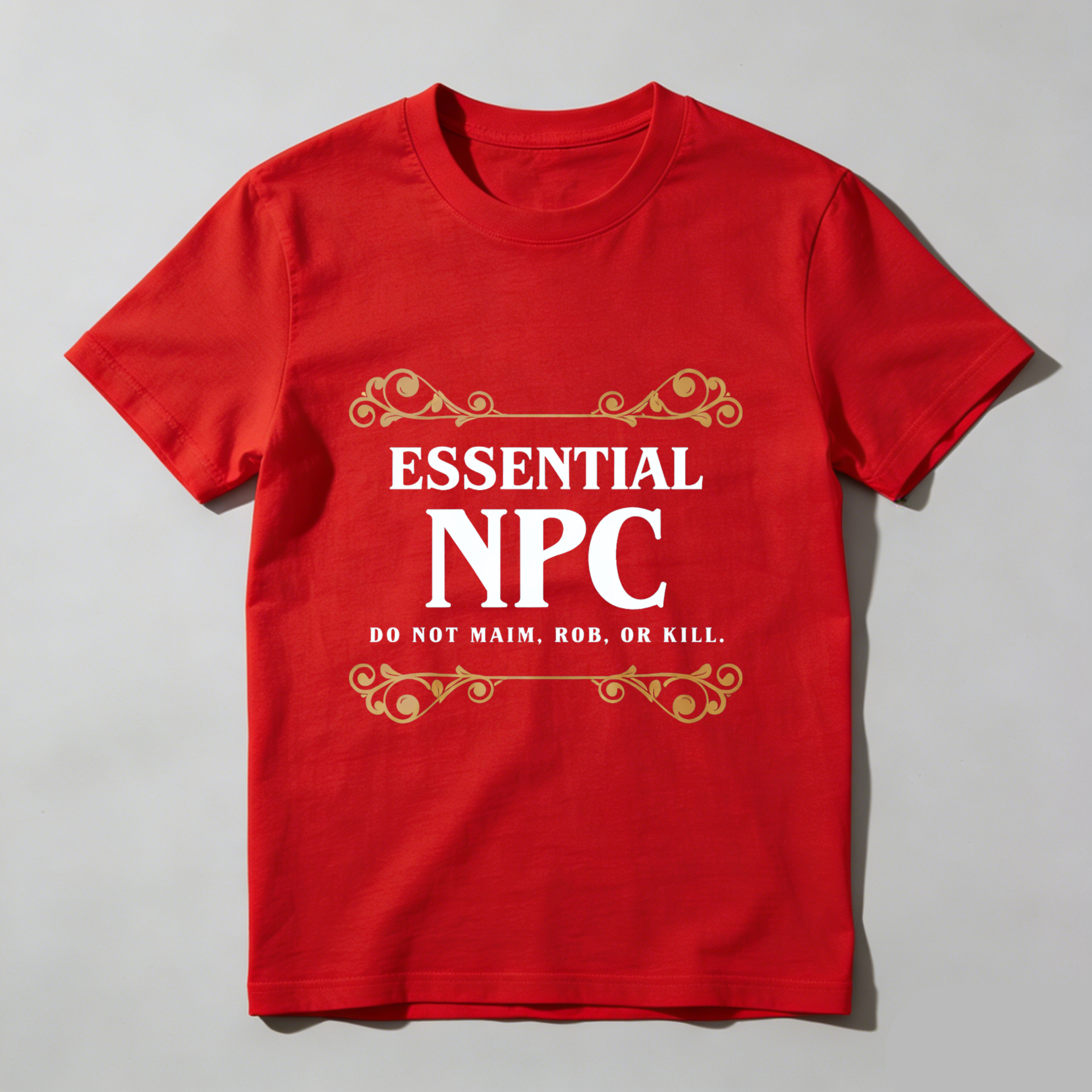 TEECURENT Essential Npc Do Not Maim Rob Or Kill T Shirt Gamer Humor Role Playing Game Rpg Costume Party Gift