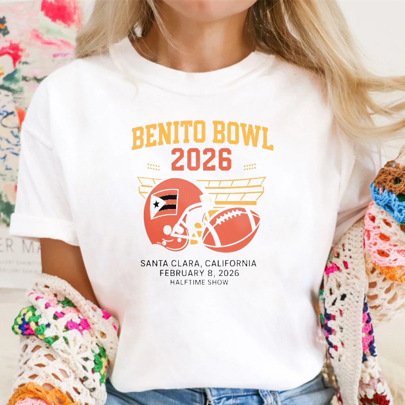 Benito Bowl 2026 Football Helmet And Ball Design Santa Clara California February 8 2026 Halftime Show Unisex Classic T-shirt