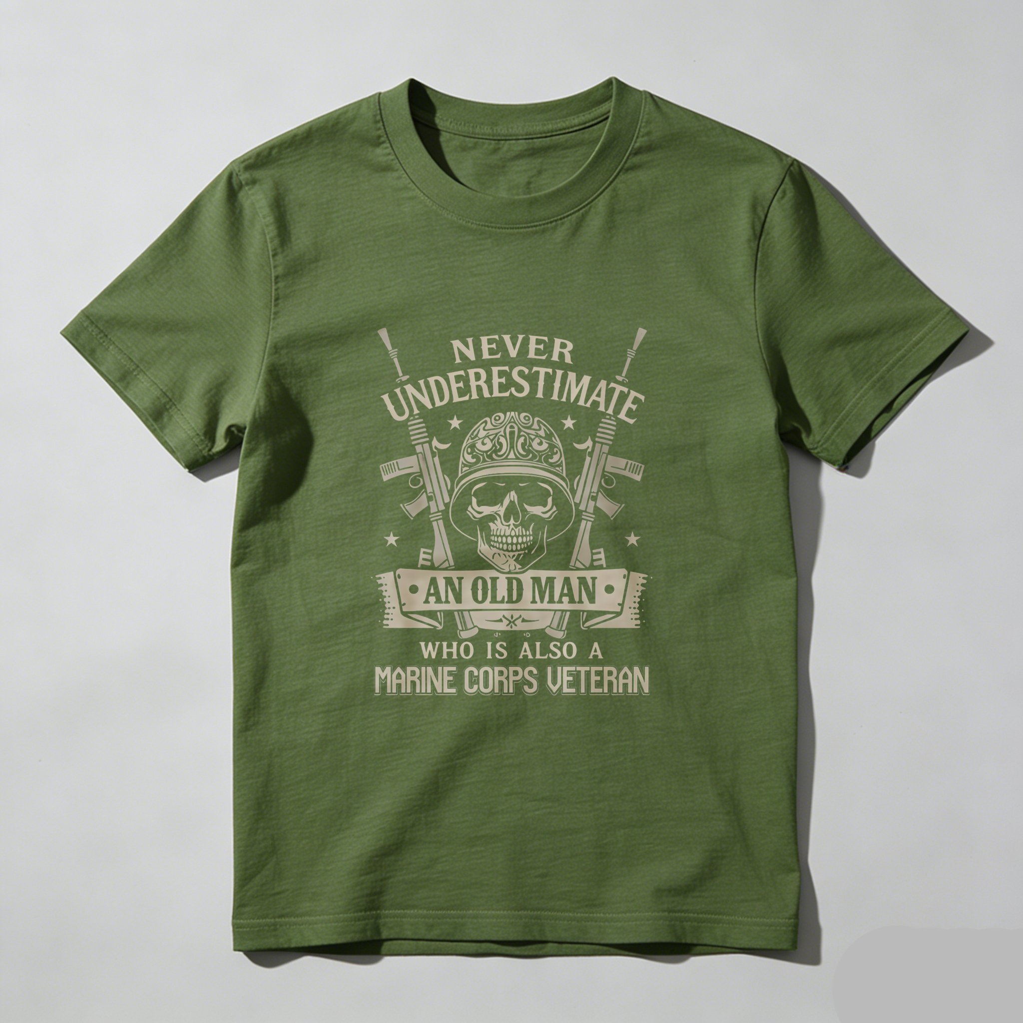 TEECURENT T-SHIRT  Never Underestimate An Old Man Who Is Also A Marine Corps Veteran