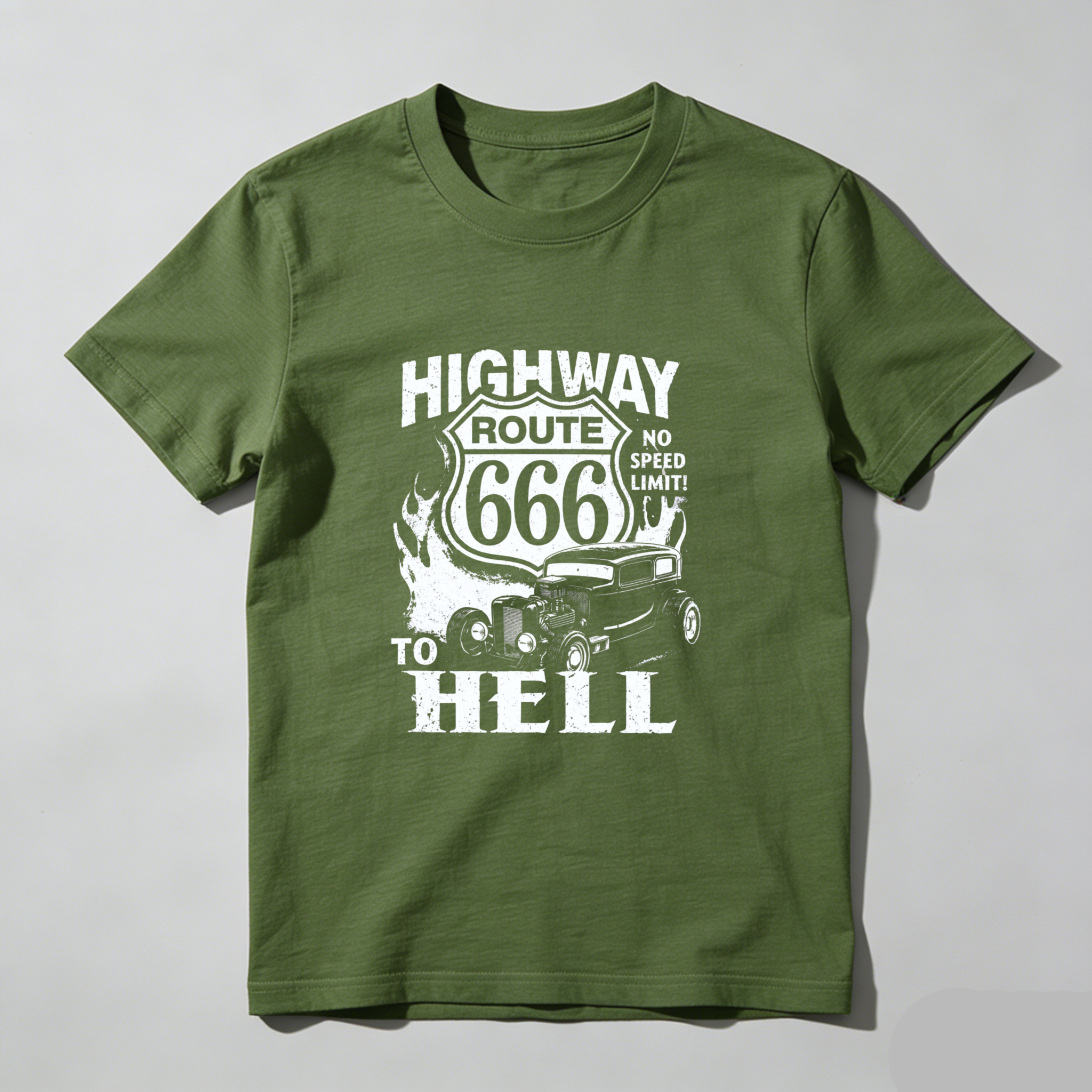 Highway Route 666 No Speed Limit To Hell Classic Car T Shirt