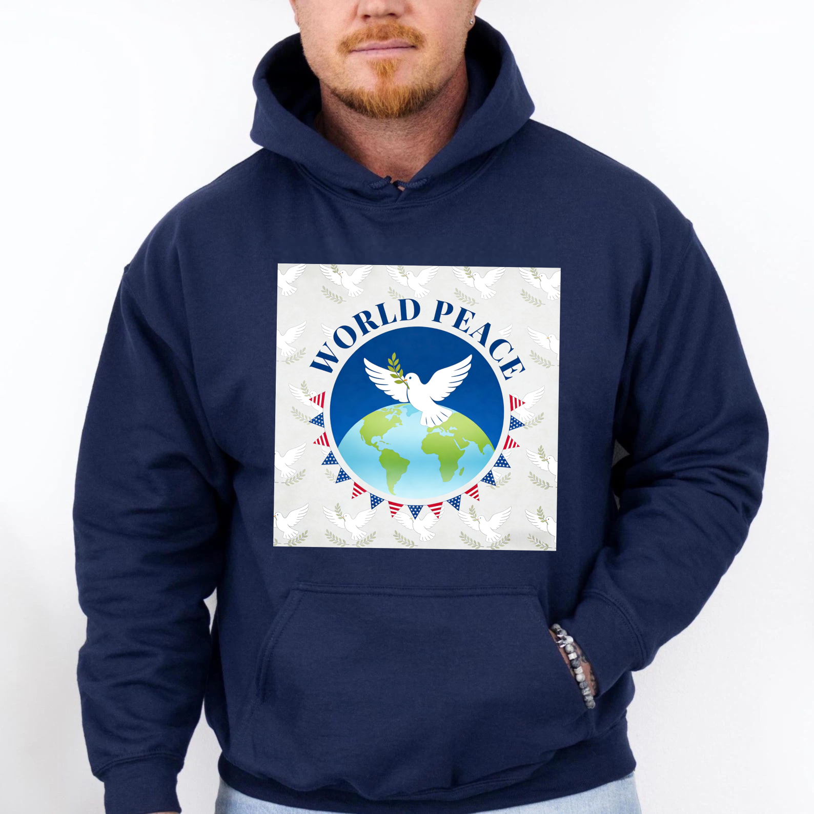 TEECURENT World Peace Dove Globe Design Hoodie For Men And Women Unisex Sweatshirt With Pocket And Drawstring Hood Comfortable Casual Wear For Everyday Use