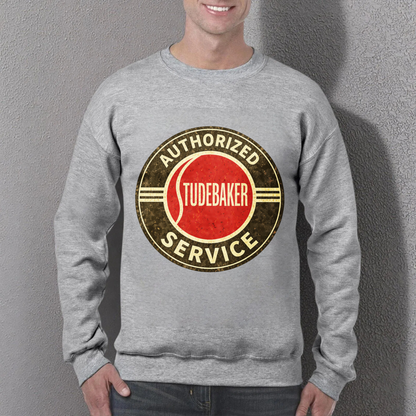 TEECURENT Authorized Studebaker Service Logo Sweatshirt Black Unisex Crewneck Pullover Long Sleeve Casual Wear