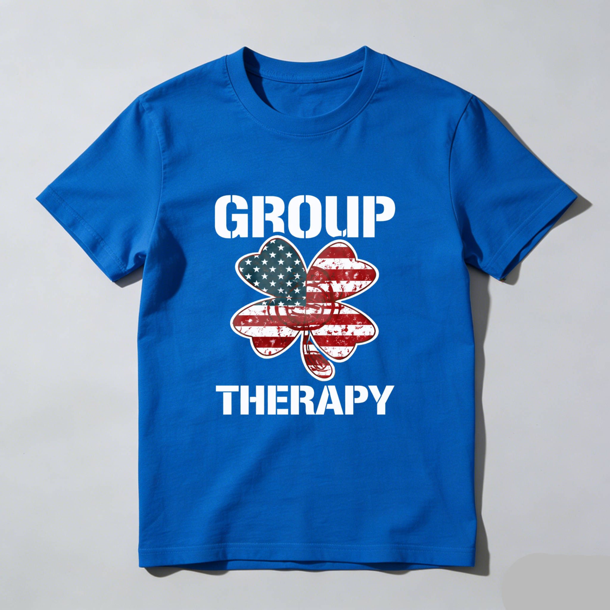 TEECURENT Group Therapy American Flag Shamrock T Shirt