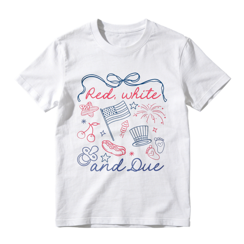 Red White And Due Patriotic American Flag Fireworks Hot Dog Cherry Hat Footprint Stars Unisex Classic T-shirt