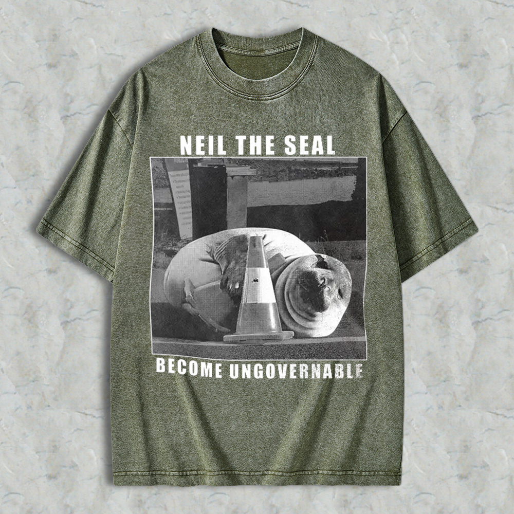 Vintage Neil The Seal Become Ungovernable Shirt, Funny Animal Meme T-Shirt, Retro Tasmania Elephant Seal Graphic Tee, Streetwear