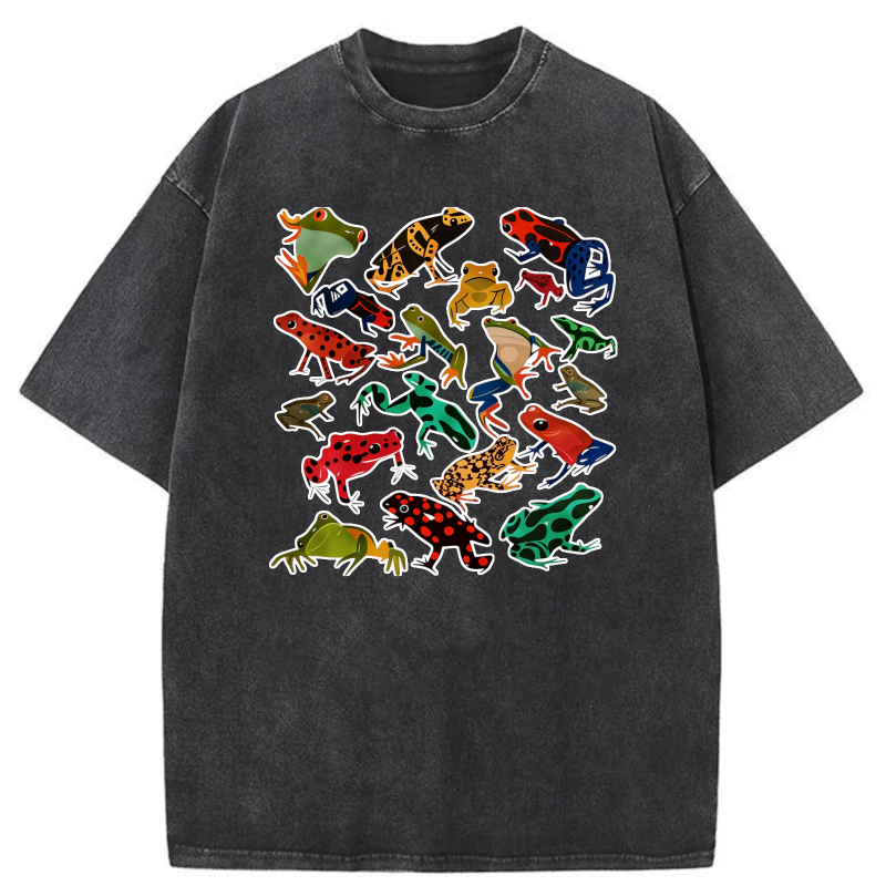 Colorful Frog Pattern Print Design tshirt 100% cotton