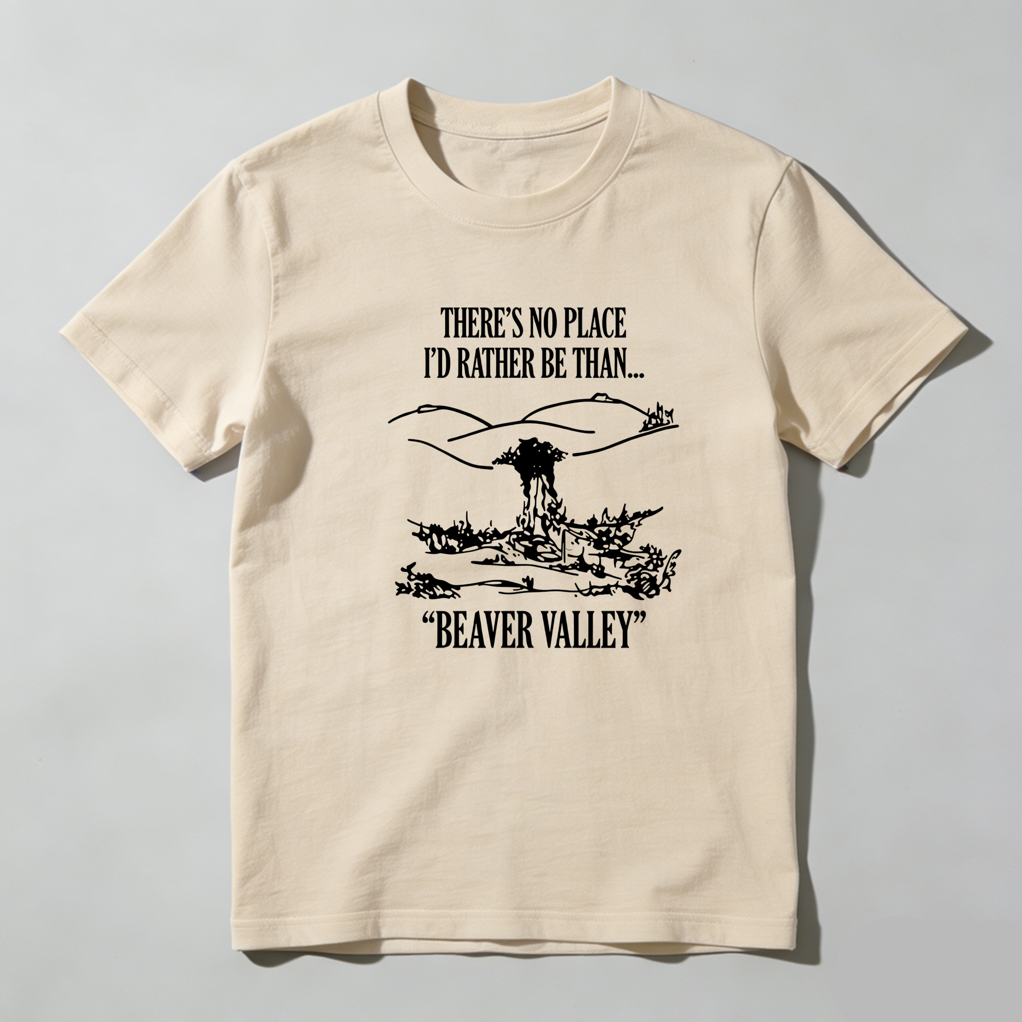 TEECURENT Beaver Valley Nature Landscape Pure Cotton Short Sleeve T-Shirt-TeeCurent