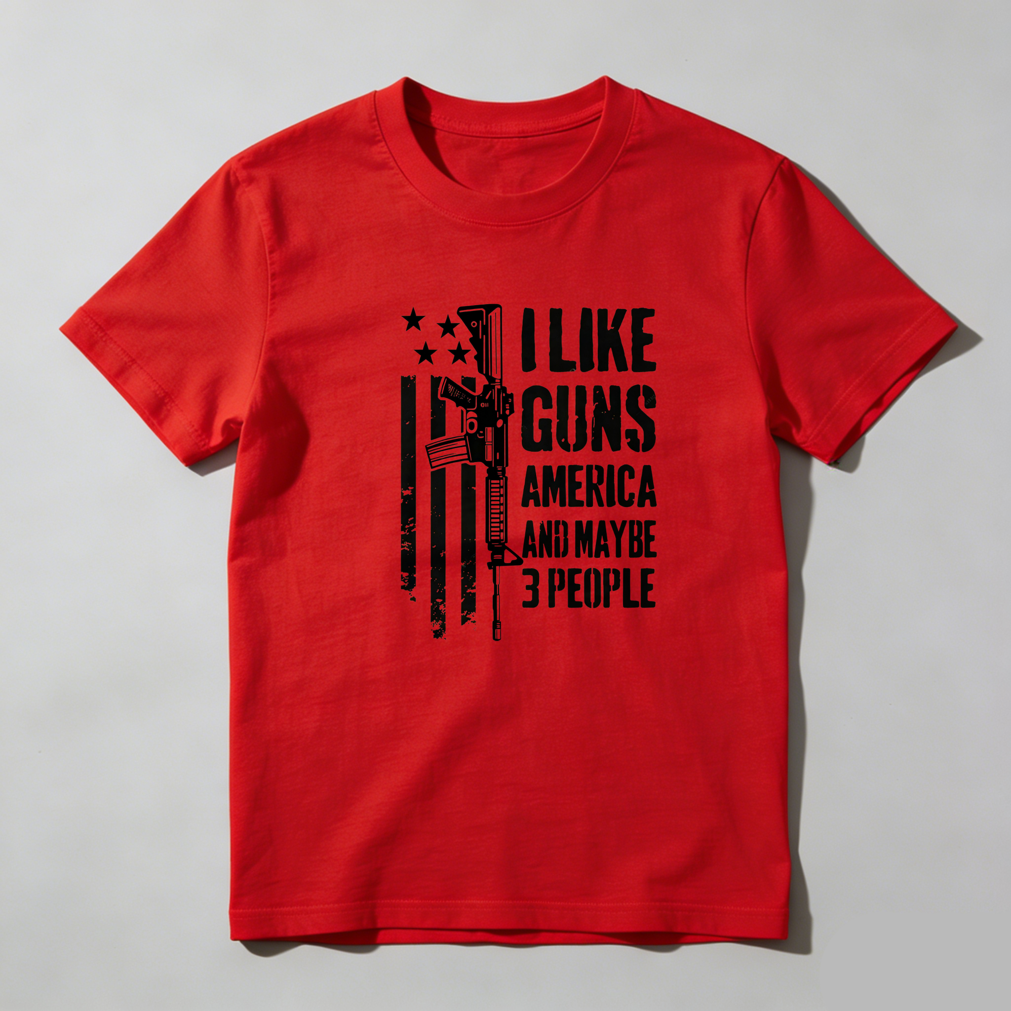 TEECURENT I Like Guns America And Maybe 3 People Pure Cotton Short Sleeve T Shirt-TeeCurent
