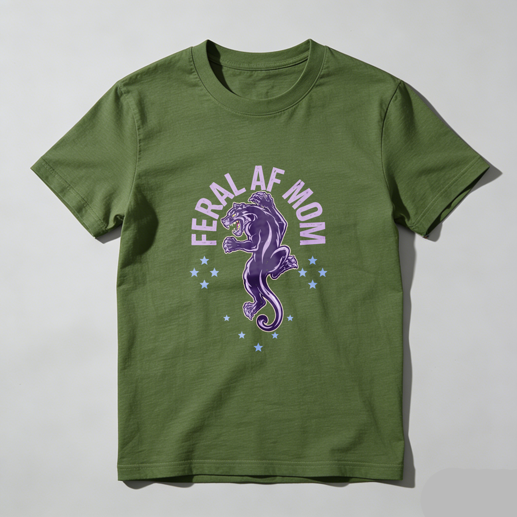 TEECURENT Feral Af Mom Panther Graphic T Shirt For Women And Men Black Purple Design Mother's Day Gift Idea WOMEN