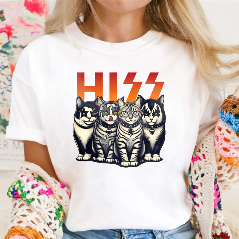 Hiss Funny Cats Kittens Rock T-Shirt