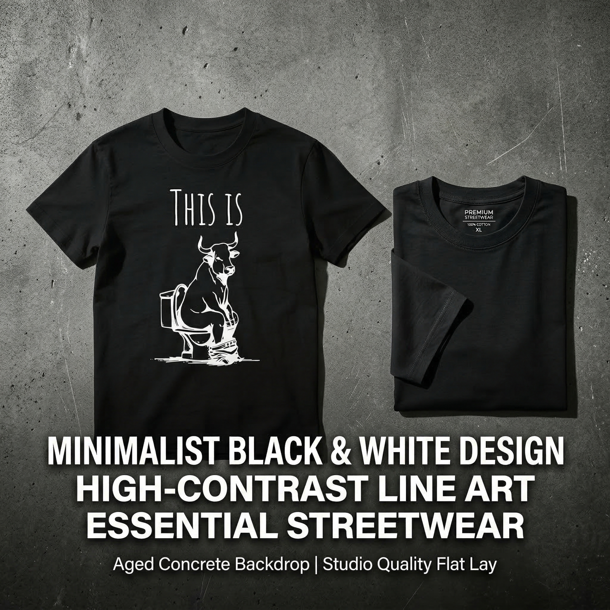 TEECURENT This Is Bull On Toilet Pure Cotton Short Sleeve T Shirt HOT