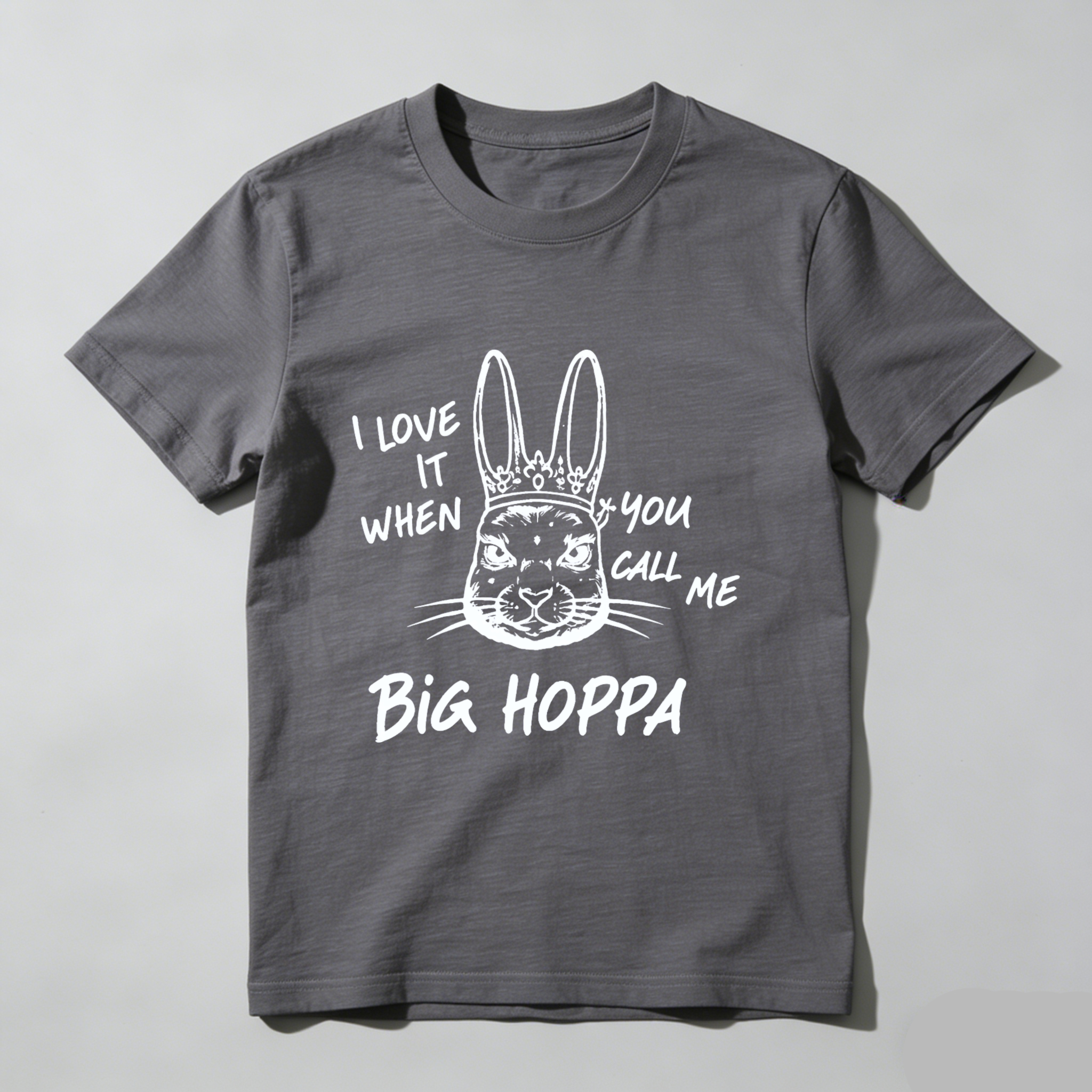 TEECURENT I Love It When You Call Me Big Hoppa Bunny Rabbit T-Shirt With Crown Design Funny Easter Shirt For Men Women Unisex Casual Wear WOMEN