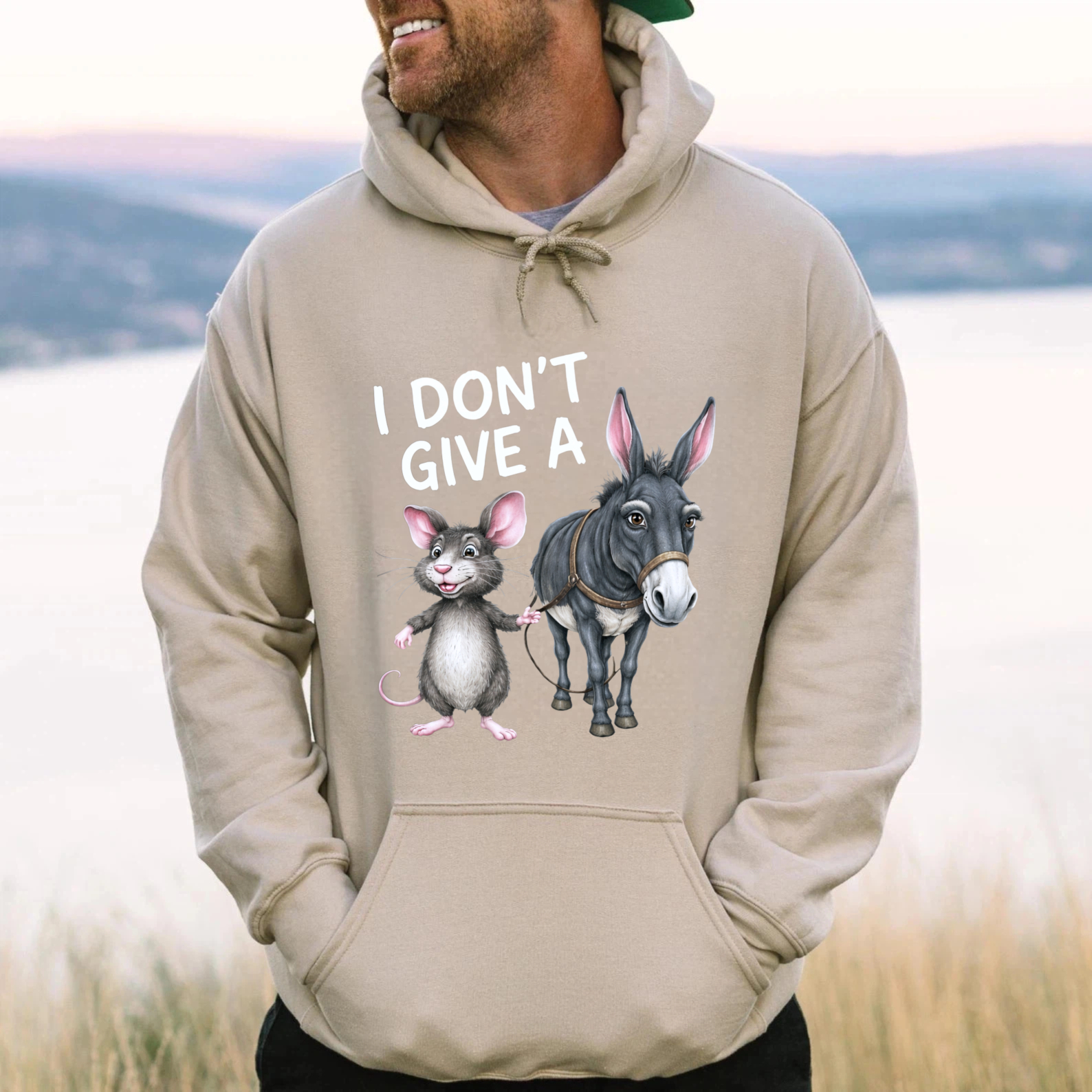 TEECURENT Gildan I Dont Give A Rat And Donkey Hoodie Funny Animal Graphic Sweatshirt Casual Wear For Men Women Unisex Pullover Top