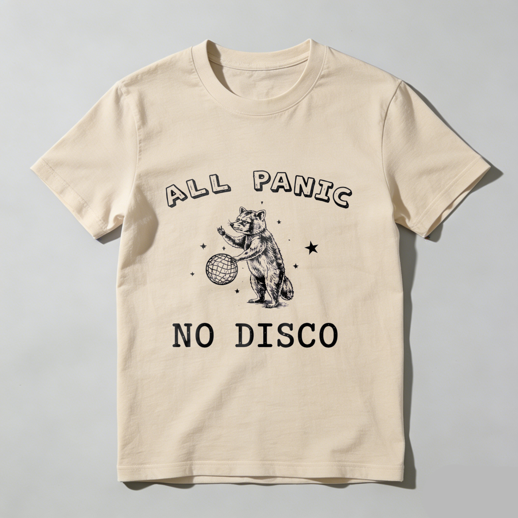 All Panic No Disco Bear T Shirt With Disco Ball And Stars Graphic Design For Men Women Unisex Fashion Casual Wear