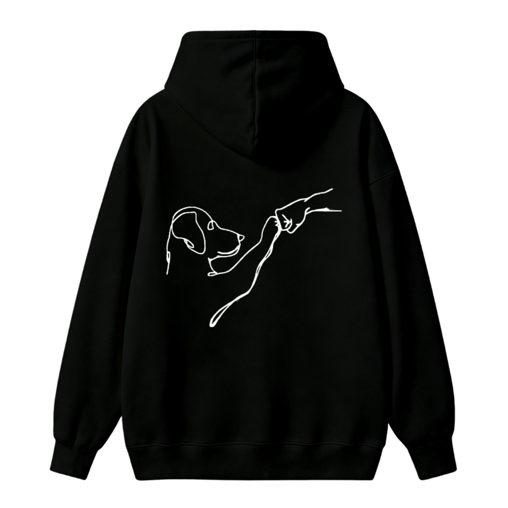 Minimalist Line Art Dog And Hand Reaching Unisex Classic Hoodie