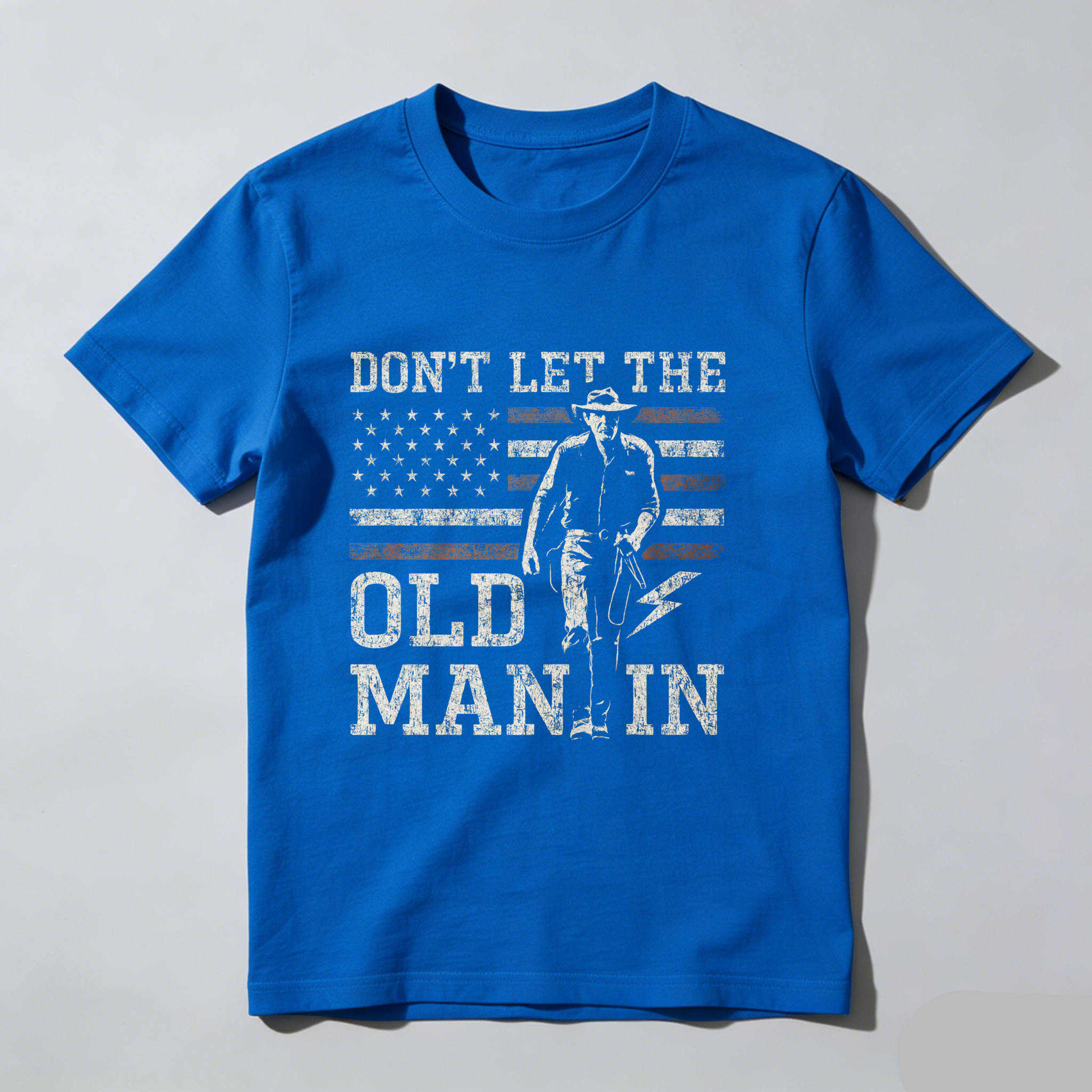 TEECURENT Dont Let The Old Man In American Flag Cowboy T Shirt