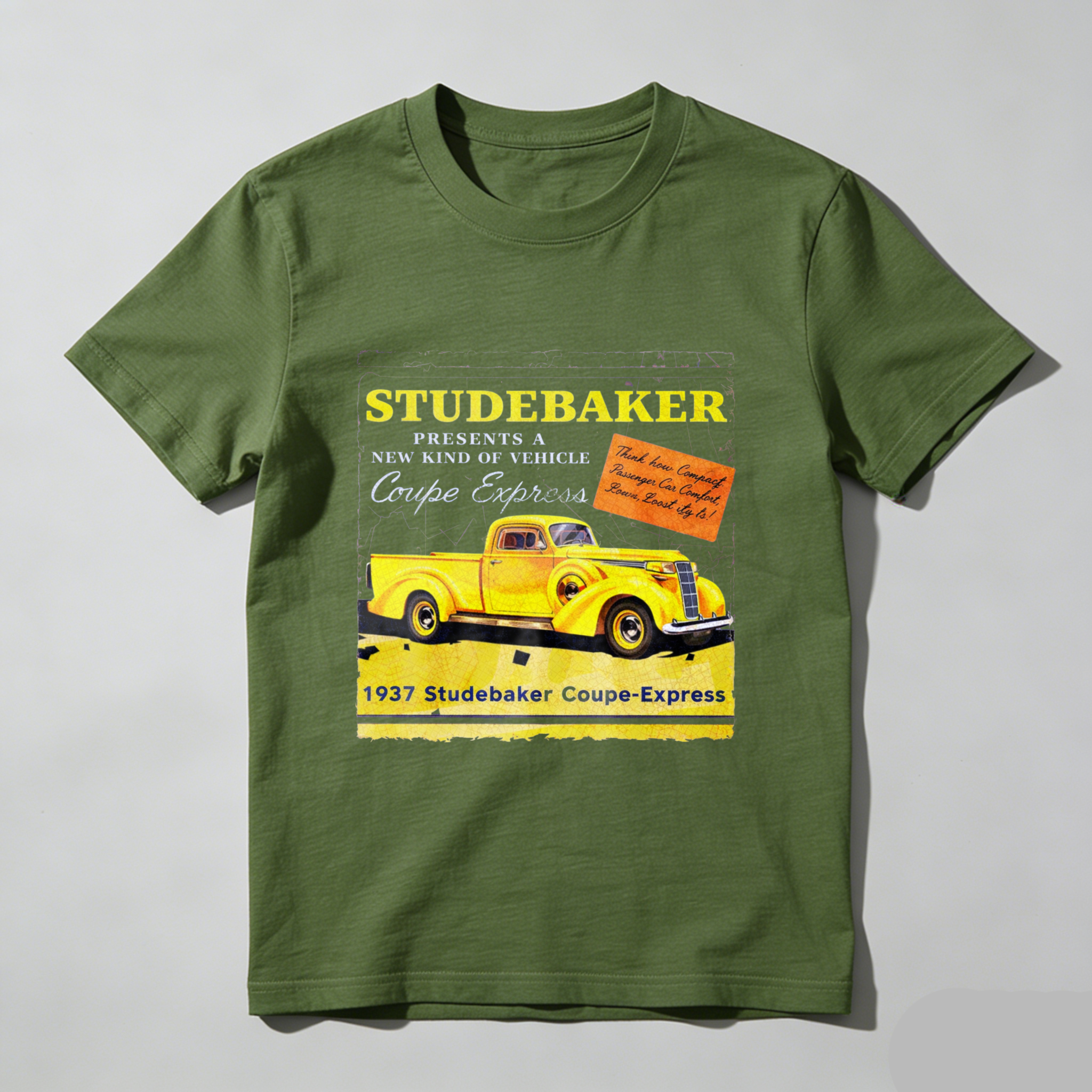 Studebaker 1937 Coupe Express Vintage Car Advertisement T-Shirt Classic Automotive Design Men's Black Shirt