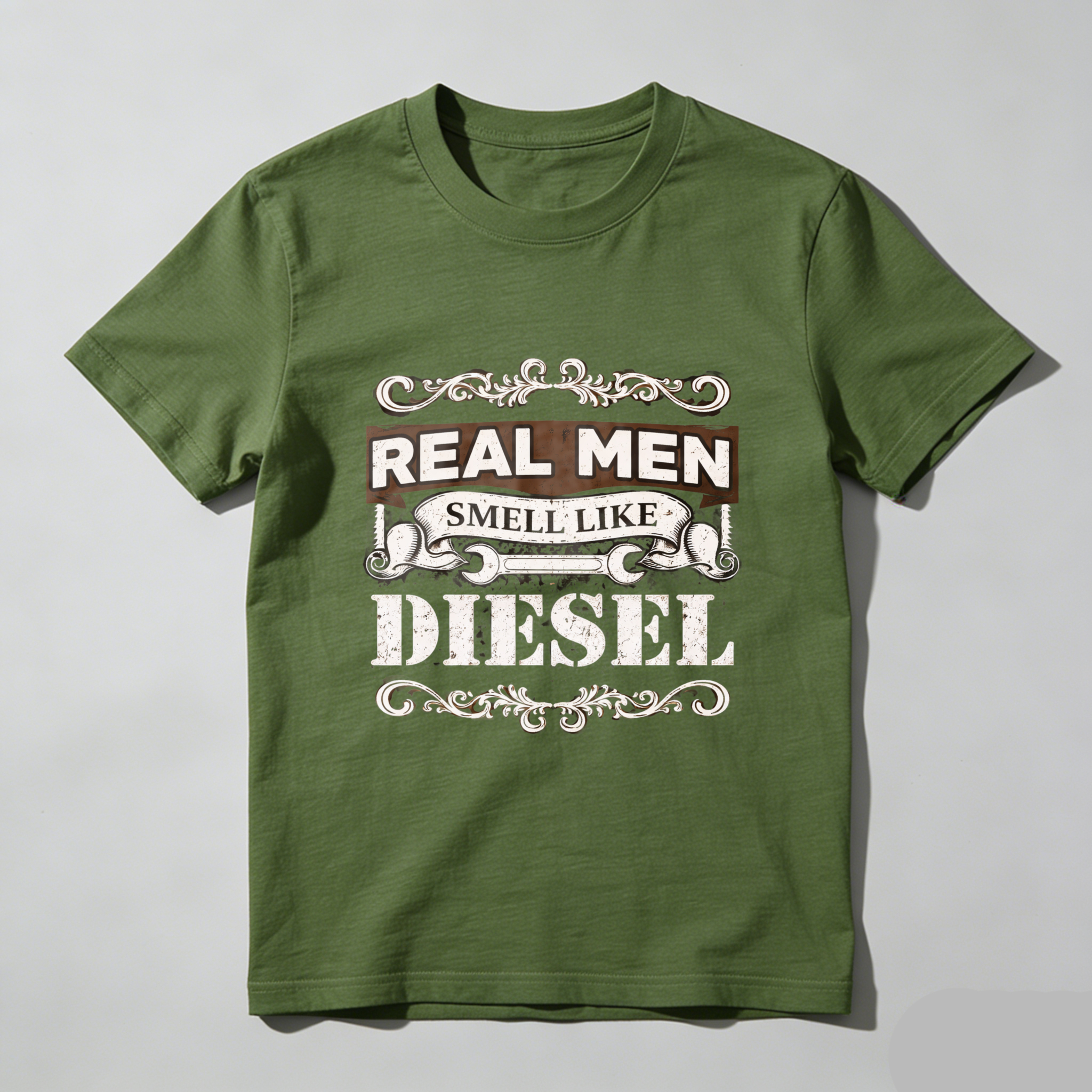 Real Men Smell Like Diesel T-Shirt For Men Mechanical Workwear Gift For Truck Drivers And Mechanics