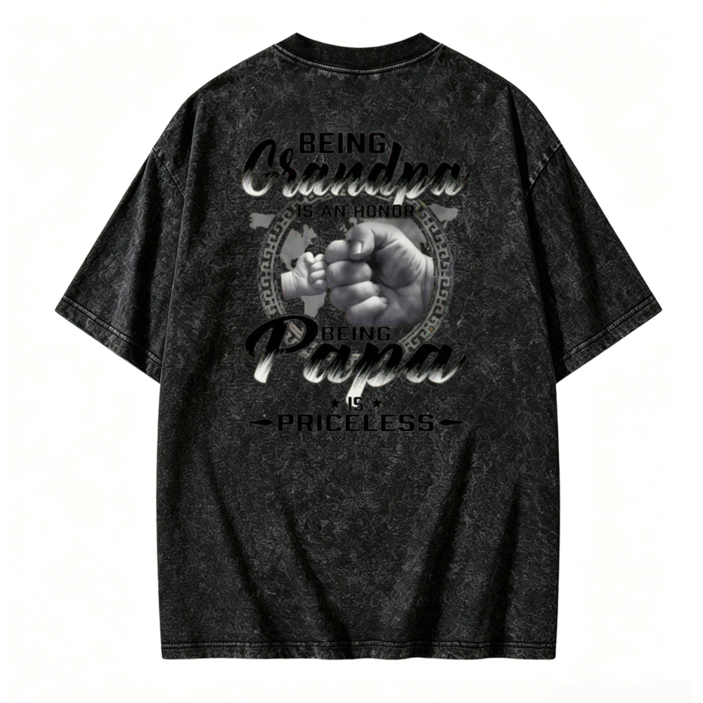 Being Grandpa Is An Honor Being Papa Is Priceless Fist Bump Washed T-shirt