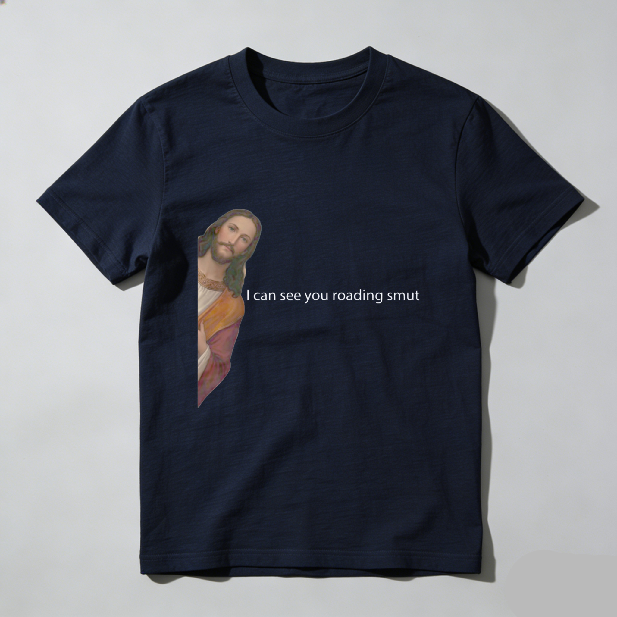 TEECURENT Jesus I Can See You Reading Smut Funny T Shirt Humor Religion Parody Graphic Tee Men Women Unisex Casual Wear WOMEN