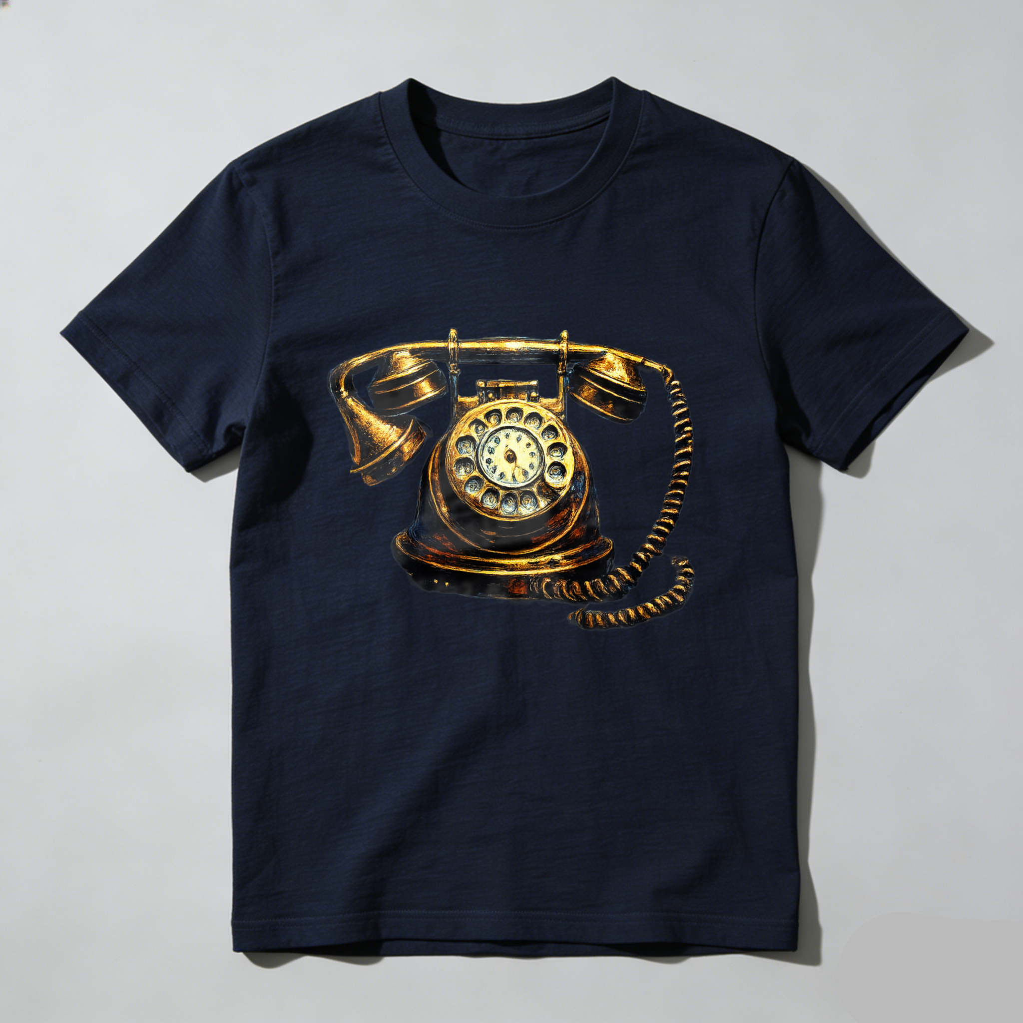 Vintage Rotary Telephone Graphic T-Shirt Made In Usa Black Classic Retro Phone Design Unisex Casual Wear