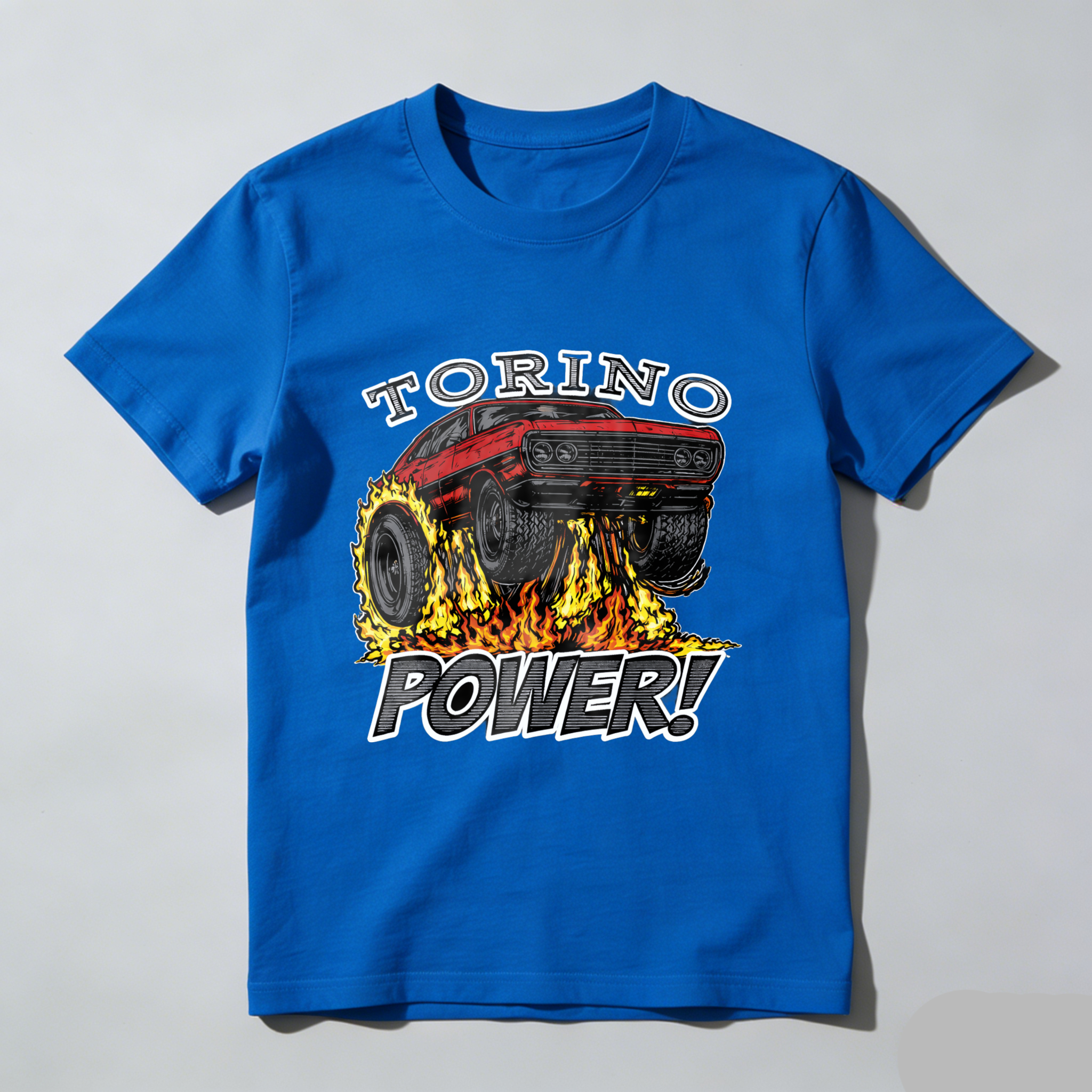 Torino Power Muscle Car T Shirt Classic Red Hot Rod Design Flame Graphic Men Women Auto Enthusiast Gift Apparel