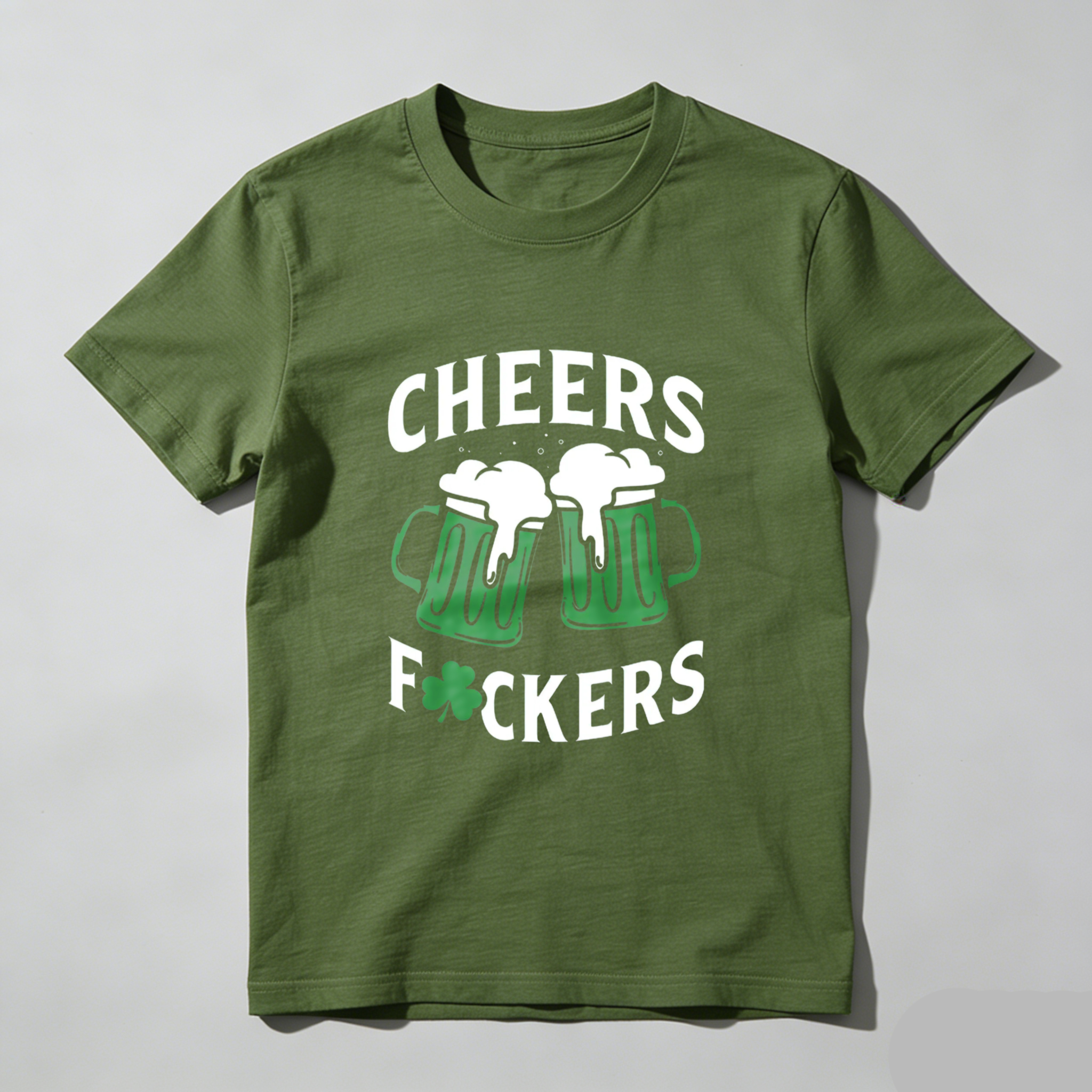 TEECURENT Cheers Beer Mugs Clover Fockers tshirt 100% cotton