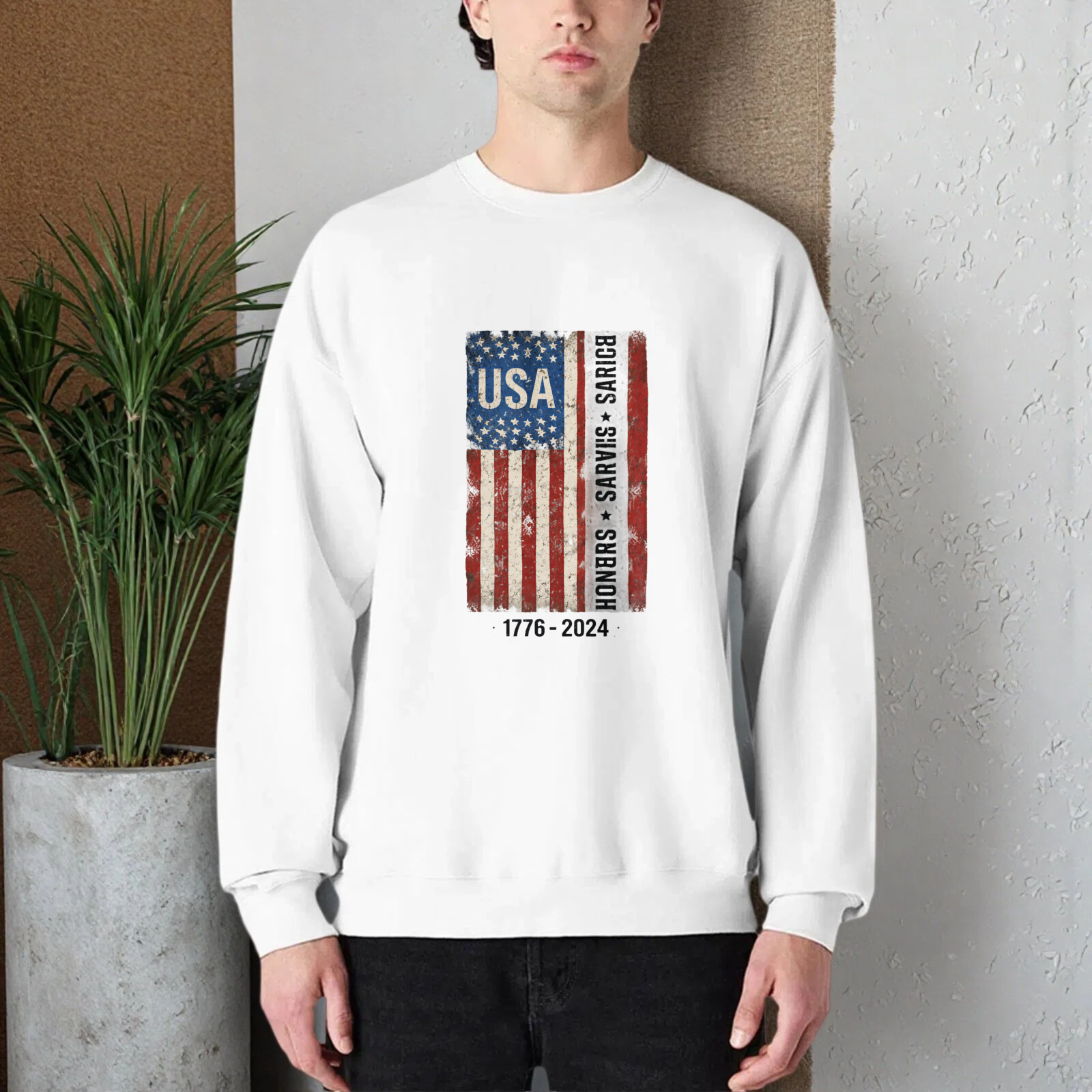 Usa Flag American Patriotic Sweatshirt Black Crewneck Long Sleeve Casual Wear For Men Women 2023 Edition