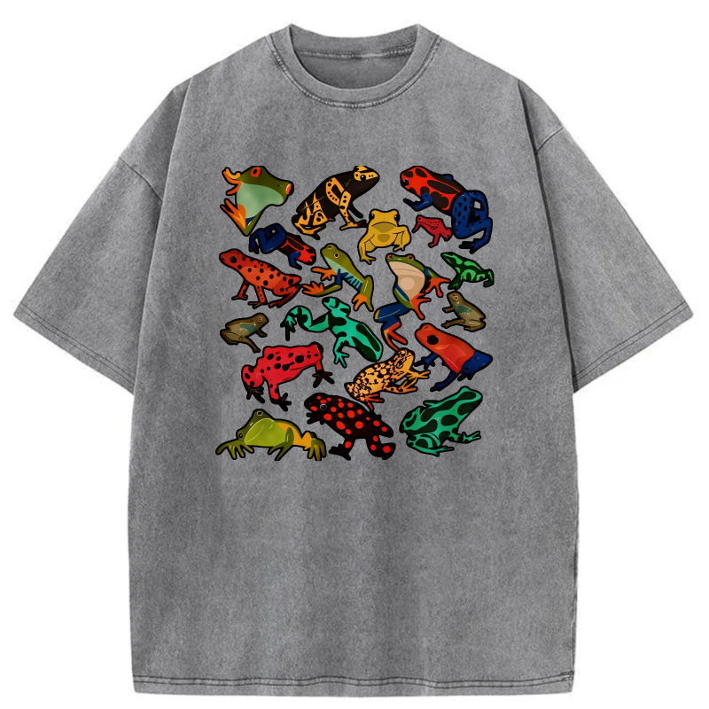 Colorful Frog Pattern Print Design tshirt 100% cotton