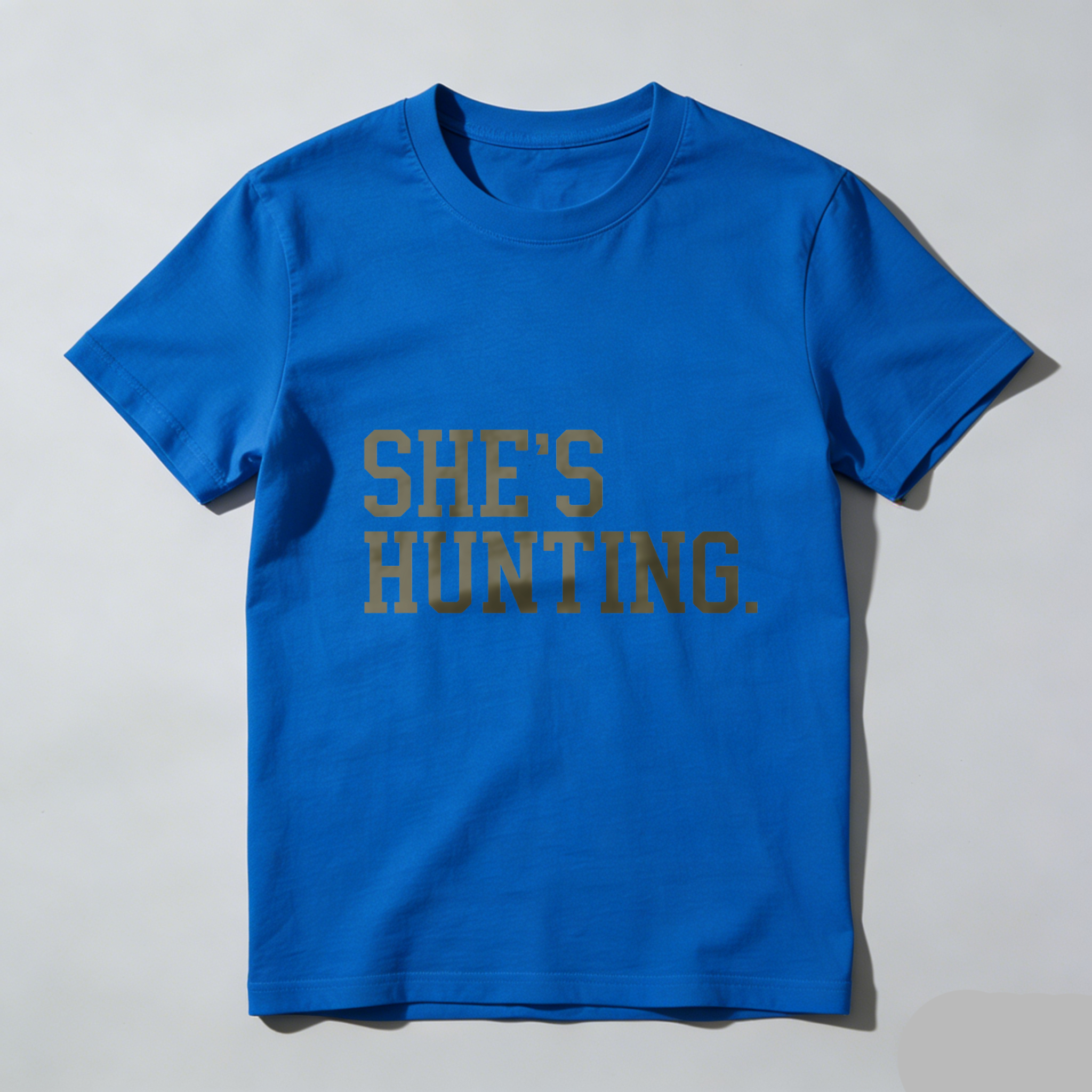 TEECURENT Shes Hunting Black T-Shirt For Women Men Unisex Casual Graphic Tee Shirt Hunting Outfit Gift Idea-TeeCurent