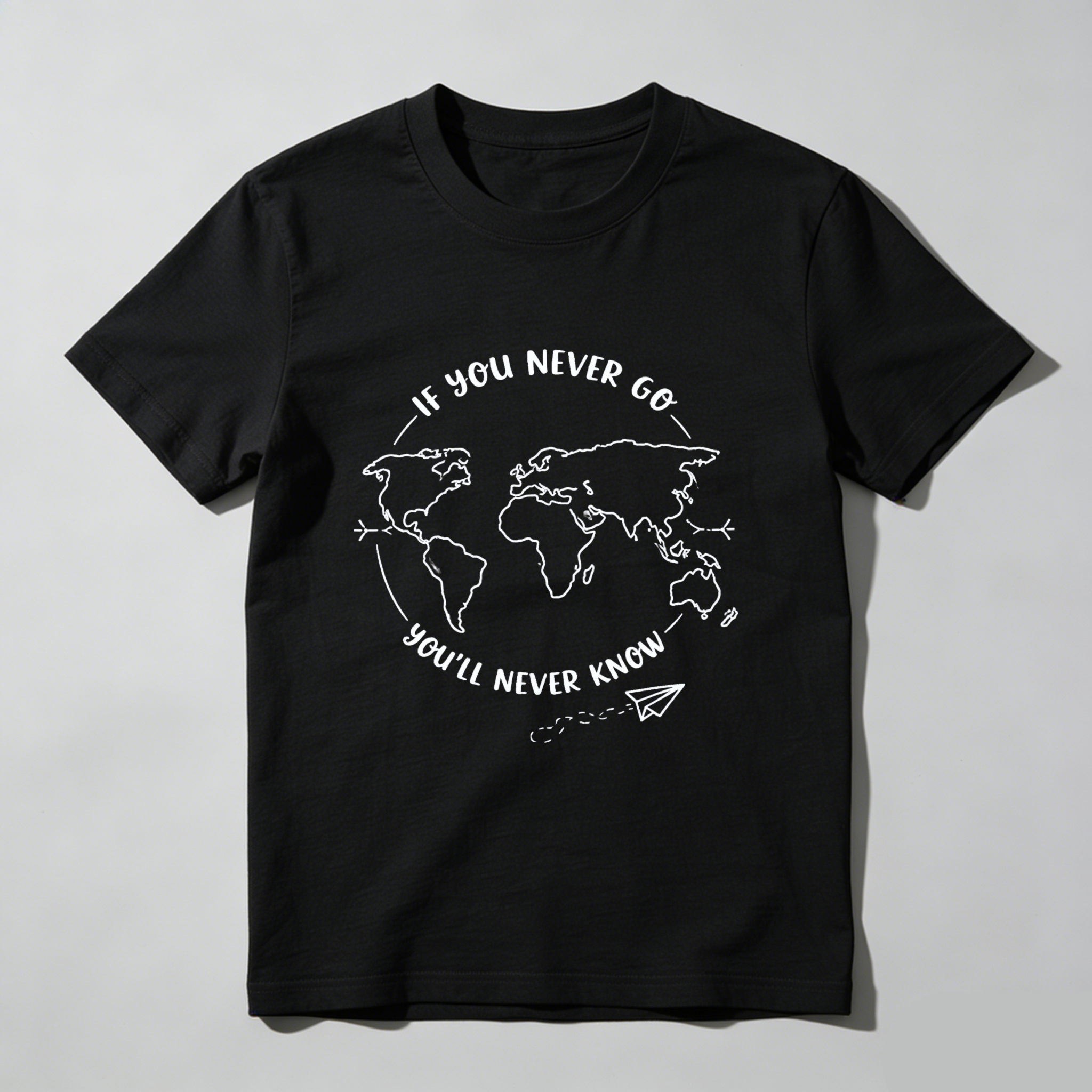 TEECURENT If You Never Go Youll Never Know World Map Travel Inspired T Shirt WOMEN