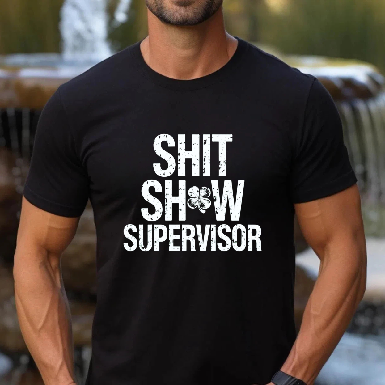 TEECURENT Shit Show Supervisor T Shirt Funny Work Humor Gift For Men Women Black Cotton Casual Tee