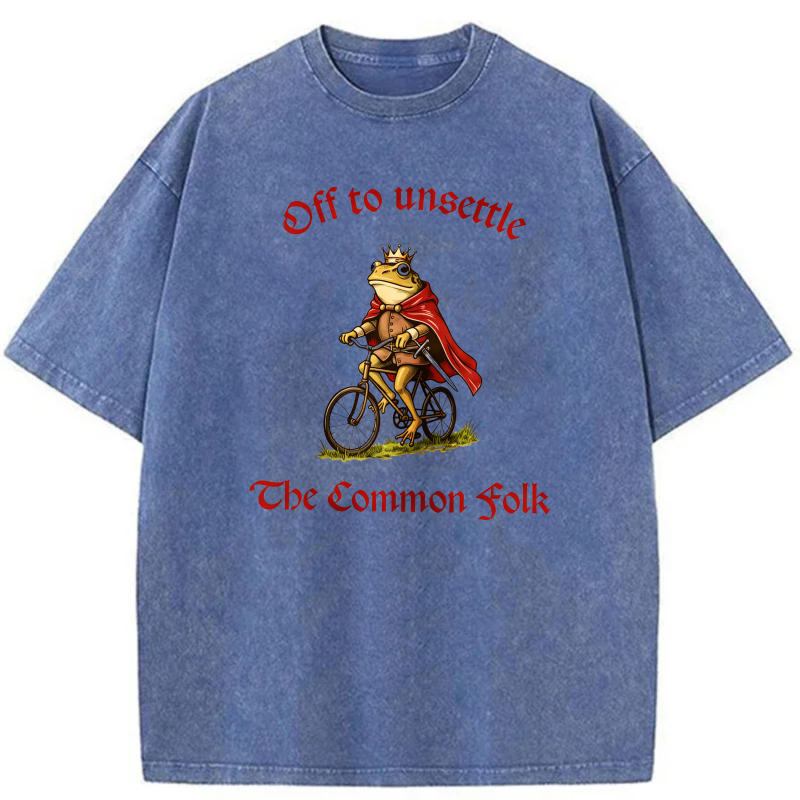 Frog King On Bicycle With Cape And Crown tshirt 100% cotton